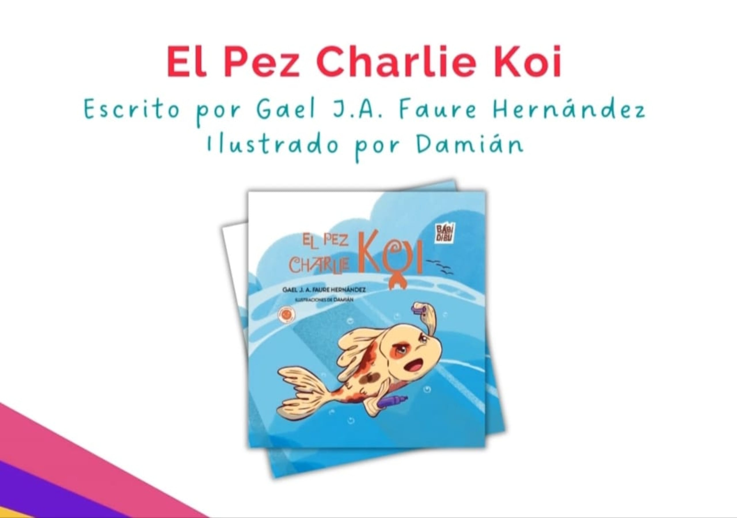 Fachada del libro "El pez Charlie Koi"