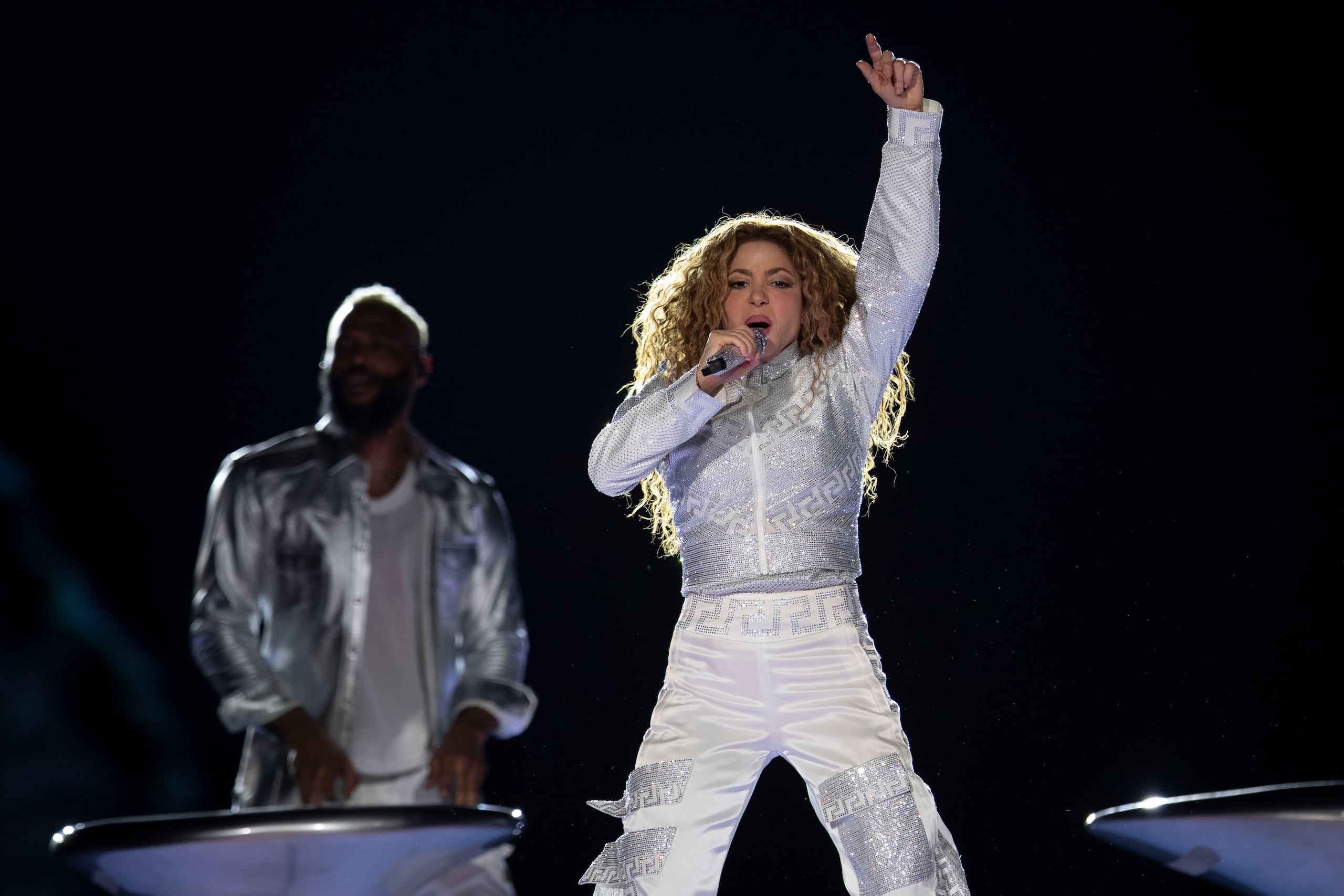Colombian singer Shakira performs in concert during her "Las Mujeres Ya No Lloran," or Women Don't Cry Anymore, world tour in Rio de Janeiro, Tuesday, Feb. 11, 2025. (AP Photo/Bruna Prado)