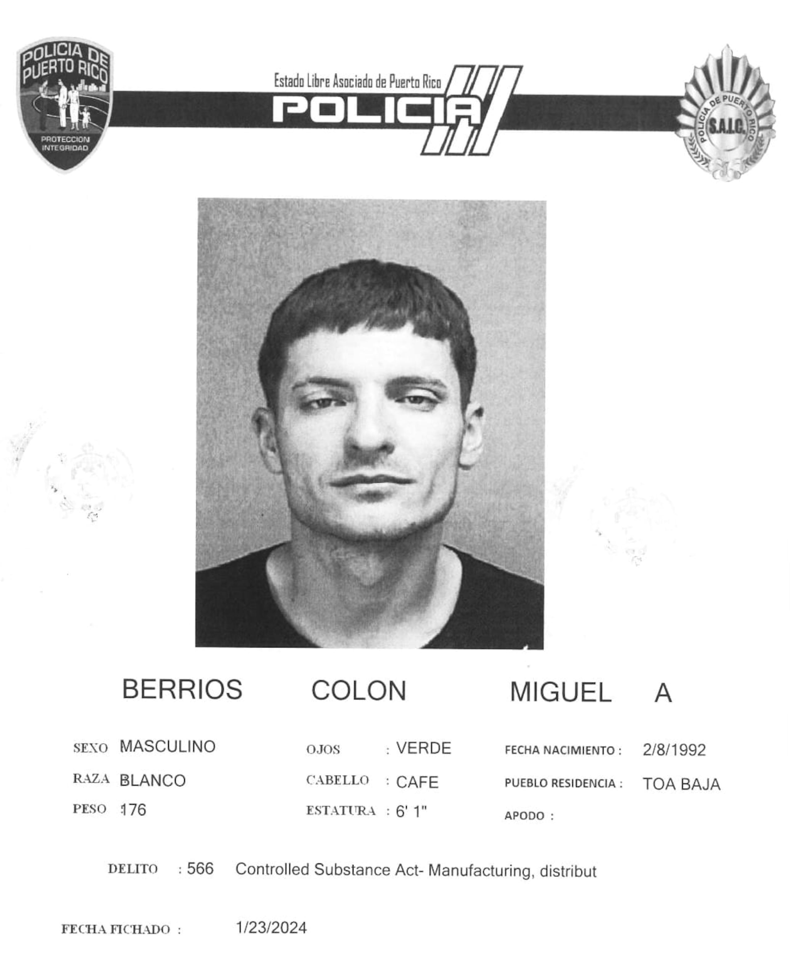 Miguel A. Berríos Colón fue encontrado muerto por causas no determinadas, en su residencia en Toa Baja.