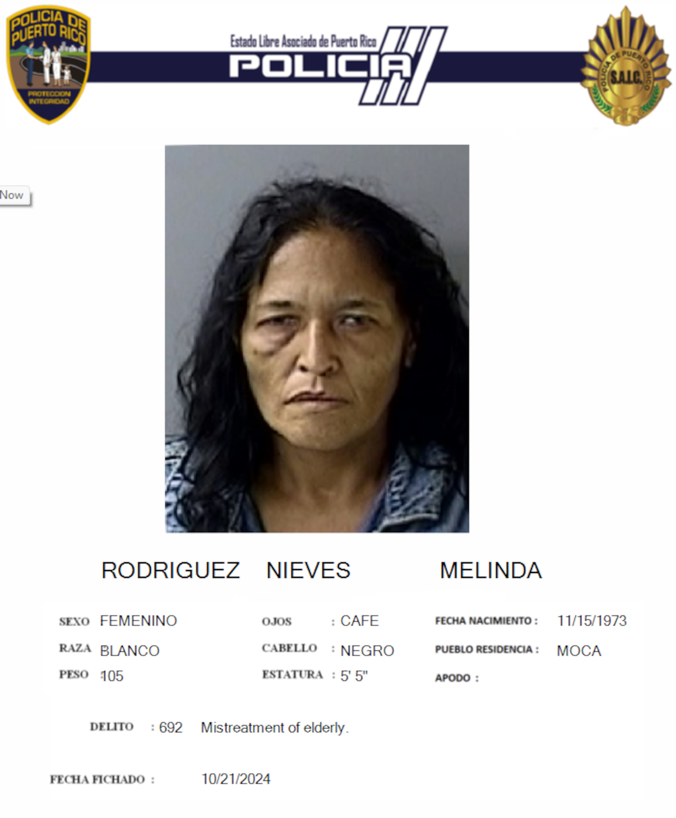 Melinda Rodríguez Nieves, fue acusada por maltrato de ancianos.