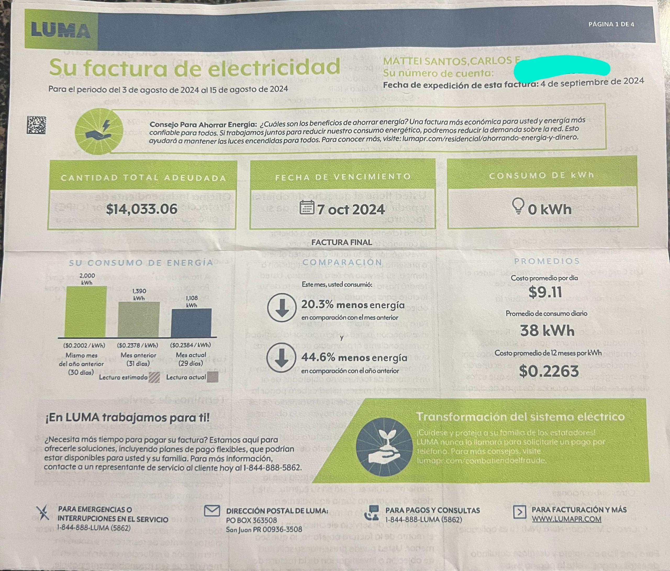 Aún con los cambios, el Negociado aseguró que en los casos típicos de un consumo de 800 kWh, el consumidor residencial verá una reducción en el componente base de su factura.