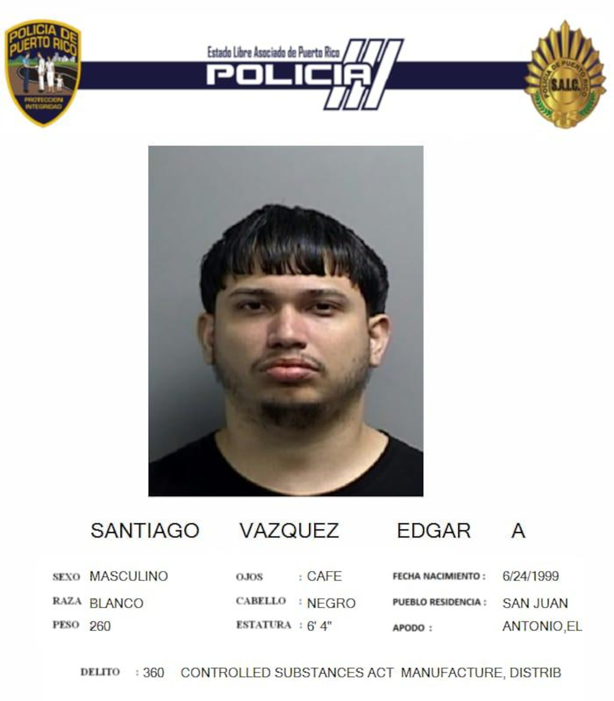 Edgar A. Santiago Vázquez, fue señalado por el Negociado de la Policía de Puerto Rico, como sospechoso del asesinato de un hombre en la calle Bolívar, en Santurce.