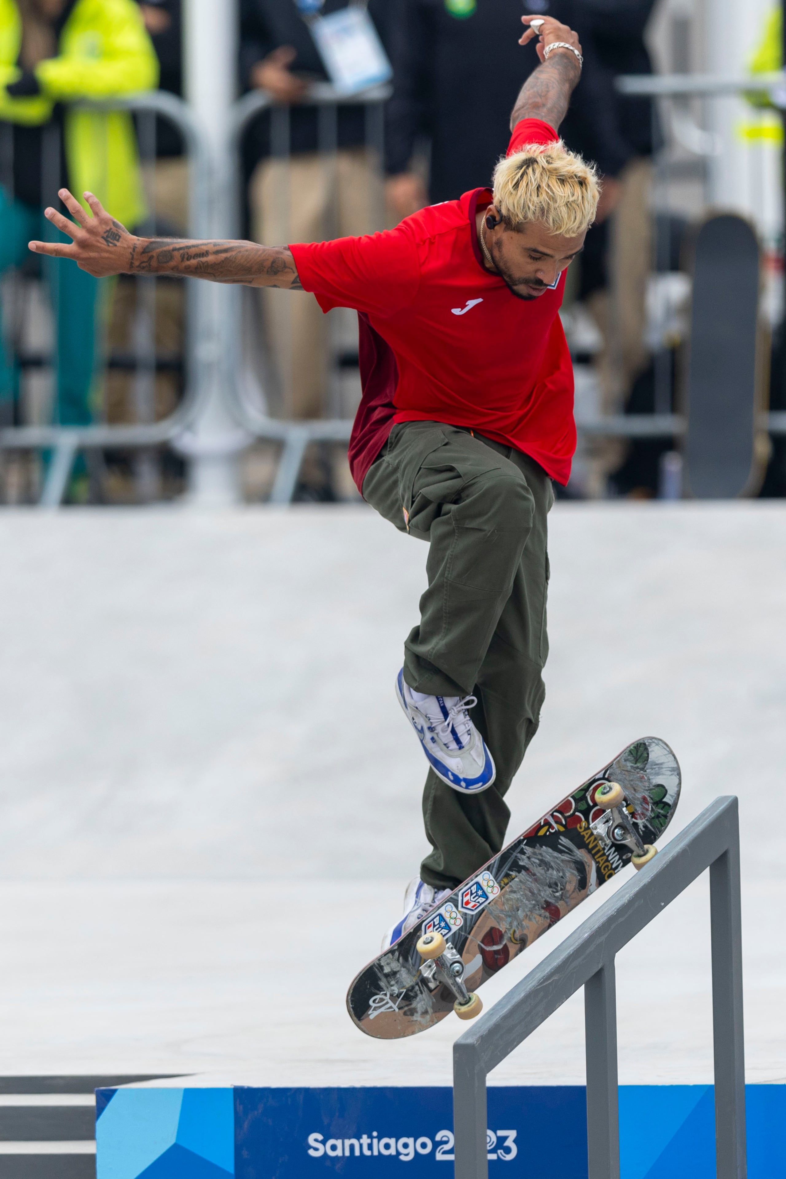 El skater puertorriqueño Manny Santiago en los Juegos Panamericanos Santiago 2023.