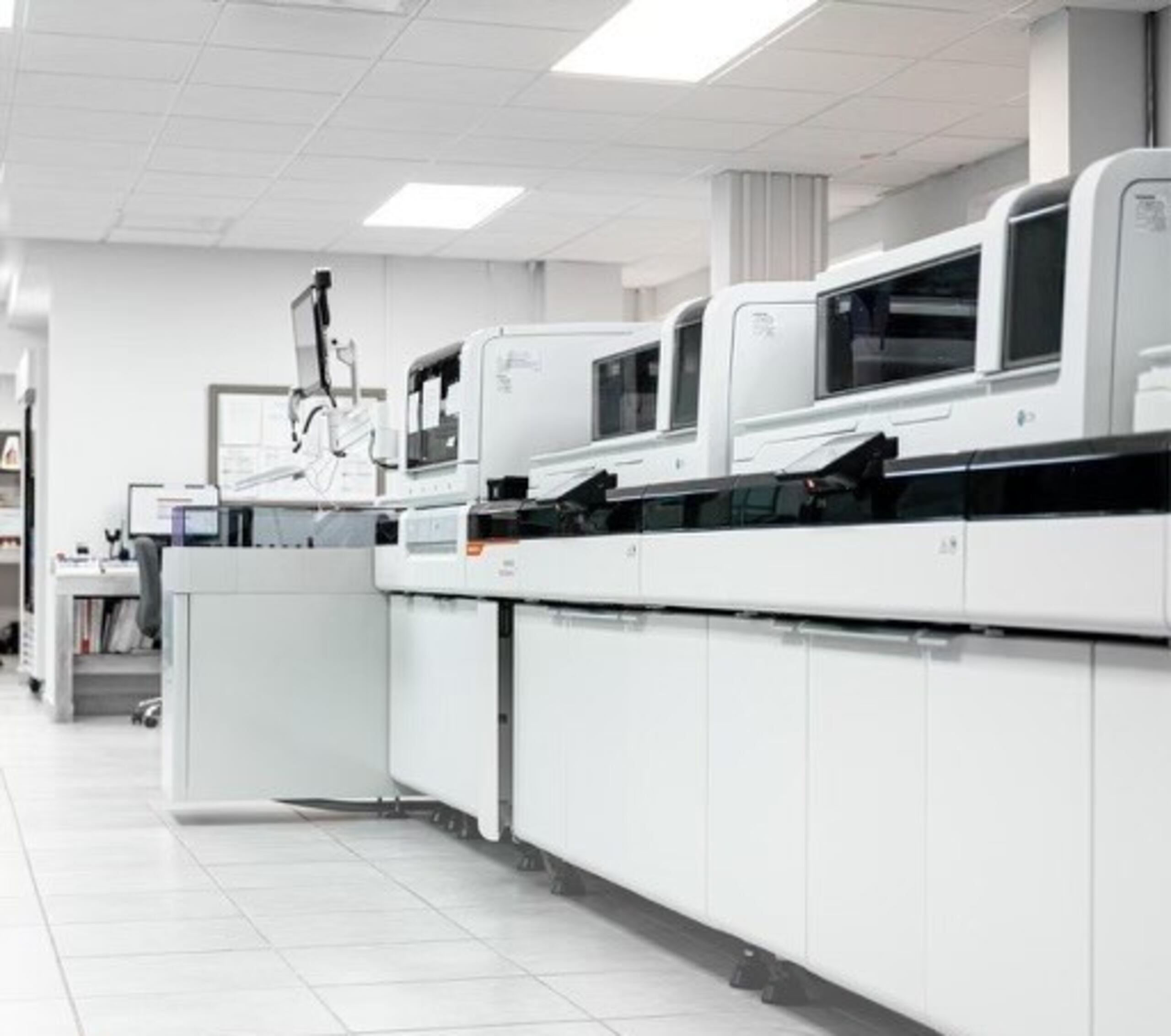 The total automation laboratory can perform over 300 validated clinical tests across multiple specialties using a single test tube of a blood sample.