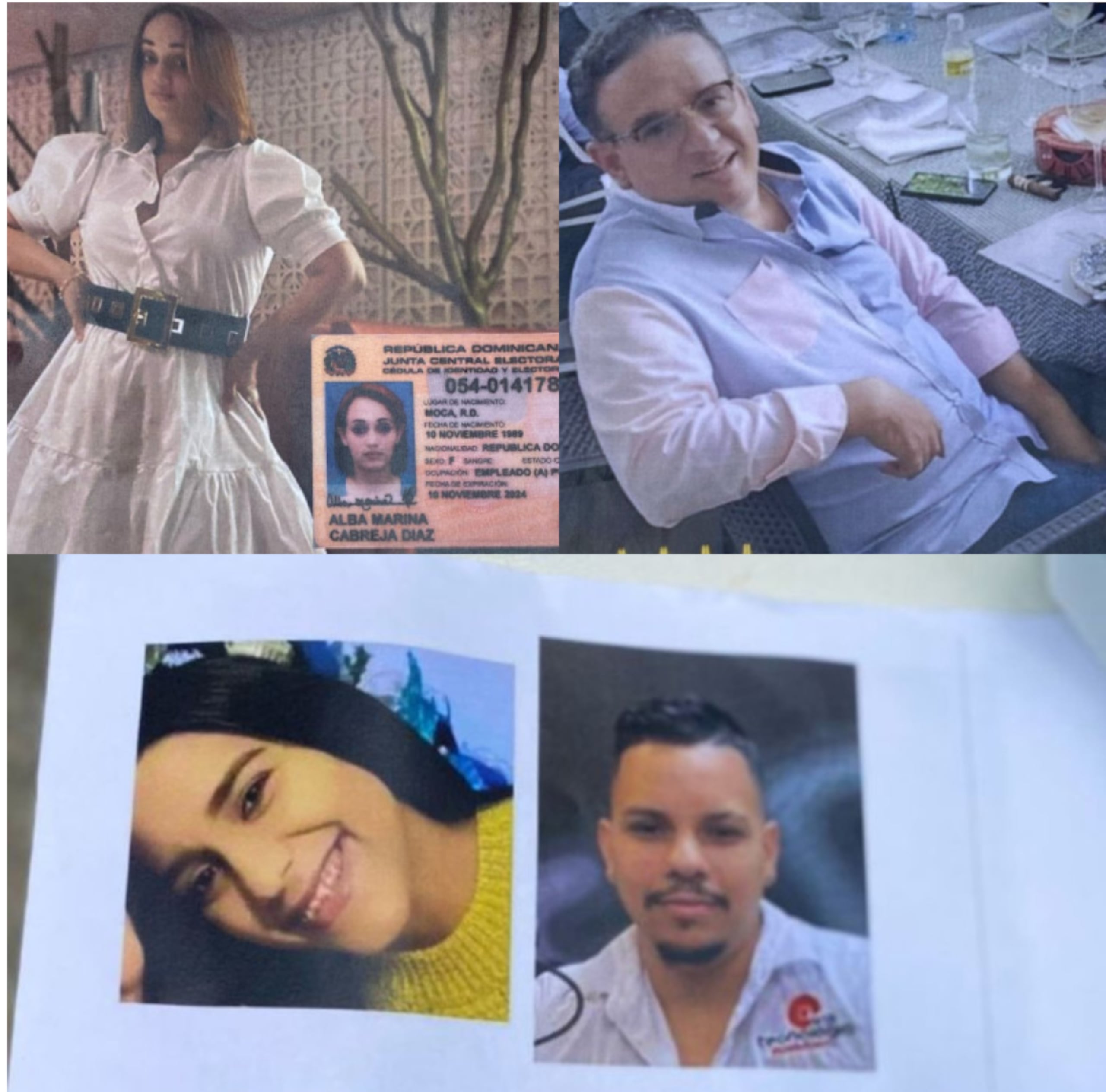 Marina Cabreja Díaz, Máximo Bienvenido Peña, Isamar Sthefanie Soriano Soriano y Edwin Alcides Acosta Valdez, víctimas de la tragedia.