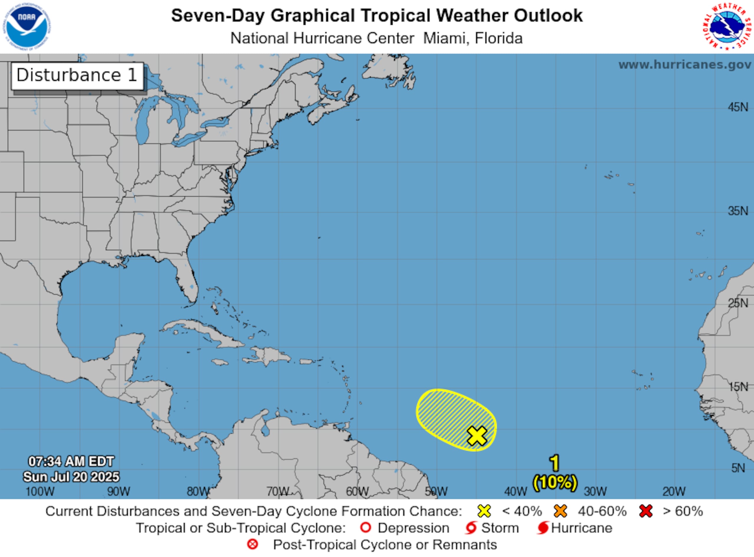 La baja presión que acompaña la onda tropical no ha logrado consolidarse.