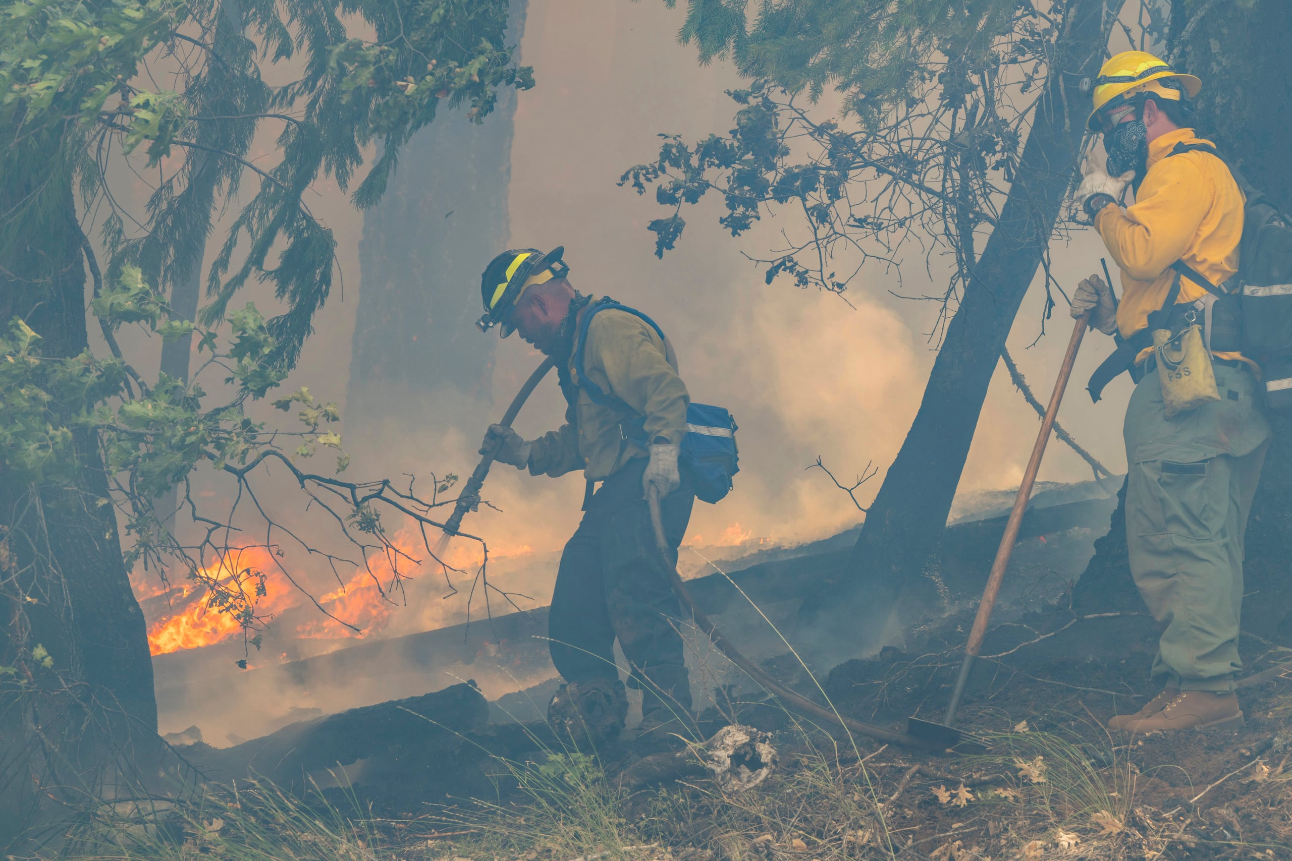 El accidente ocurrió cuando los bomberos regresaban de trabajar un turno de 12 horas, luchando contra uno de los tres incendios masivos que arden en el sur de California.