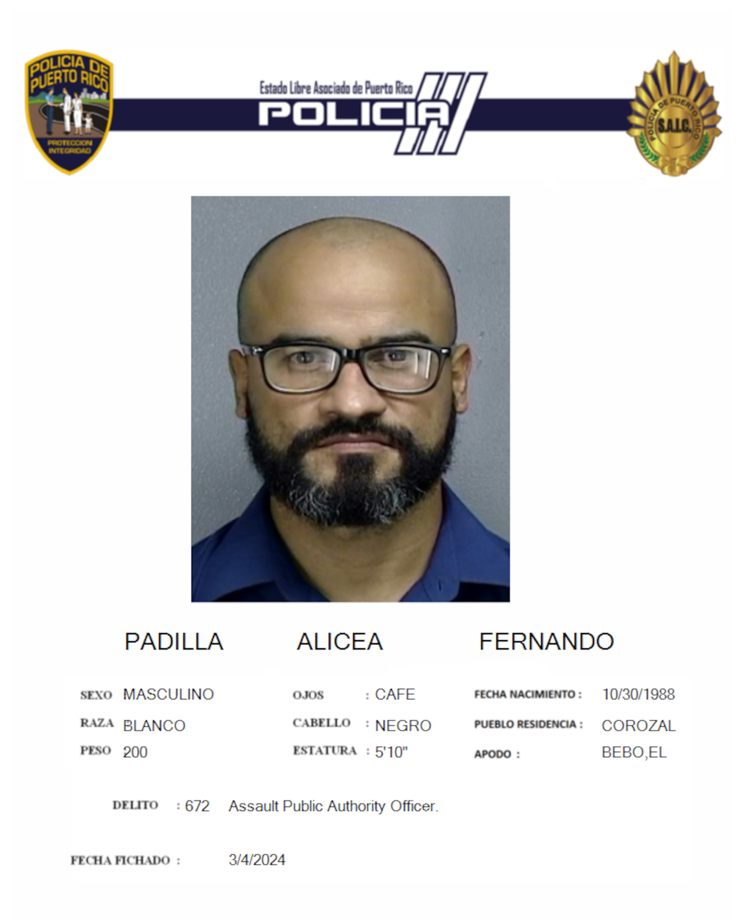 Fernando Padilla Alicea fue asesinado a balazos en los predios de una gasolinera  del barrio Palos Blancos, en Corozal.