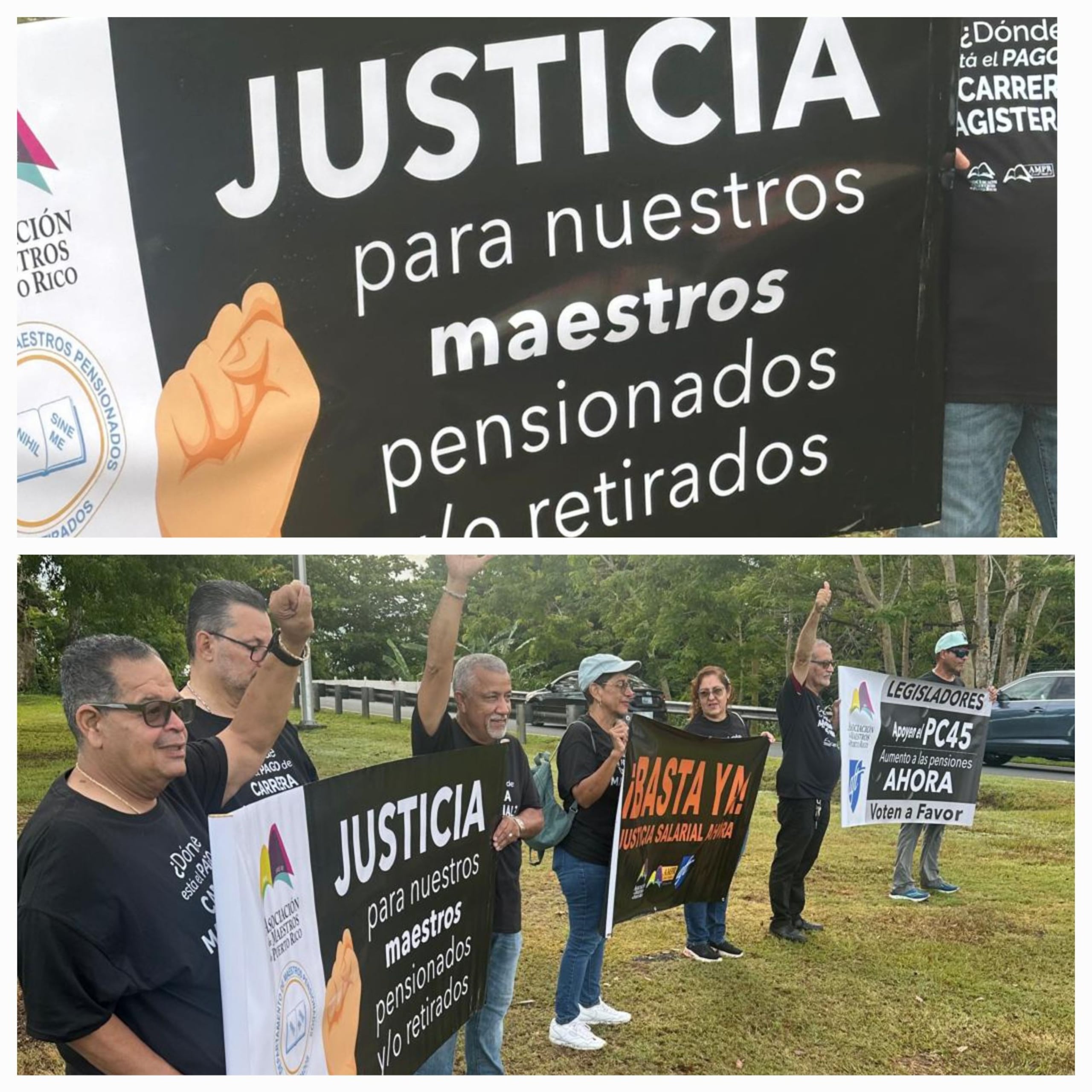 Miembros de la Asociación de Maestros exigen justicia salarial, con motivo del Día Internacional de los Trabajadores y las Trabajadoras.