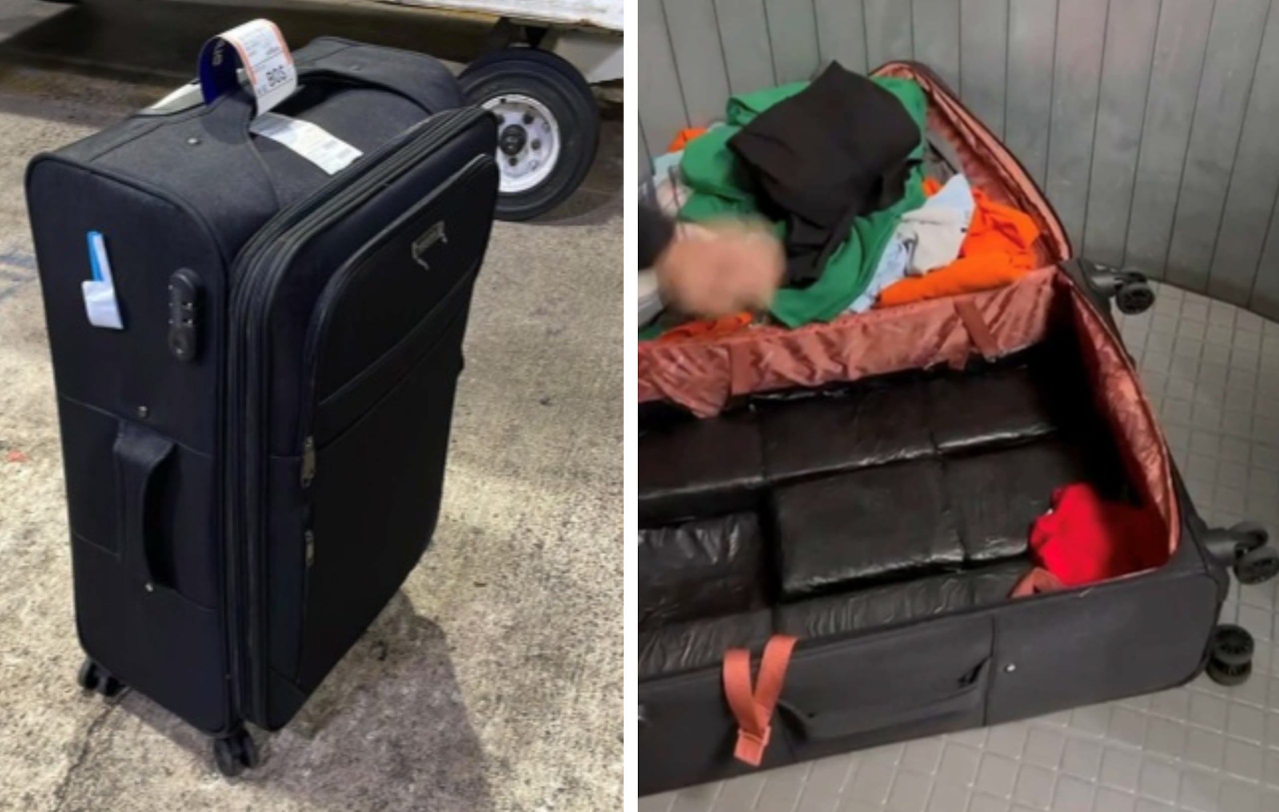 La droga, que tenía como destino final Europa, fue hallada dentro de cinco maletas, a bordo de un avión.