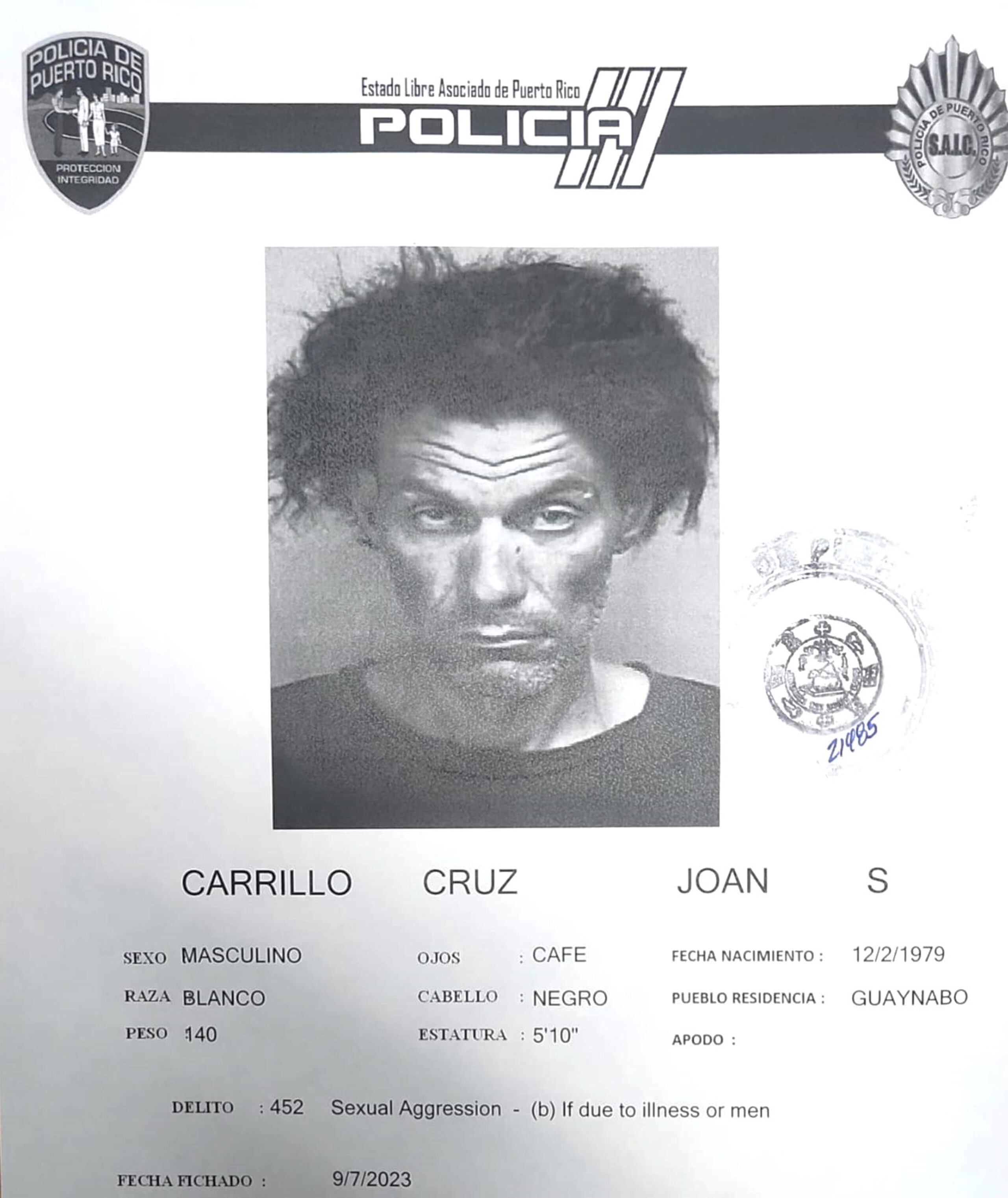 Joan S. Carrillo Cruz enfrenta cargos por agresión sexual contra una mujer con discapacidad intelectual.