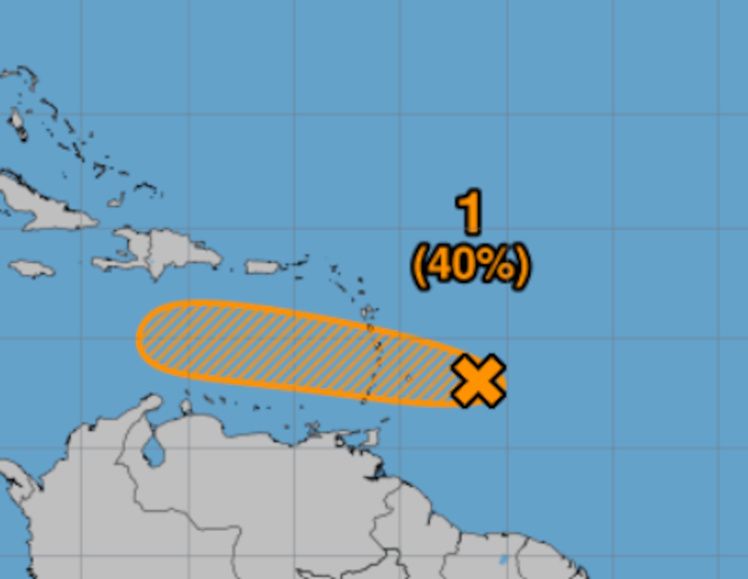 Una onda tropical con 40% de posibilidad de desarrollo ciclónico pasará al sur de la isla mañana.