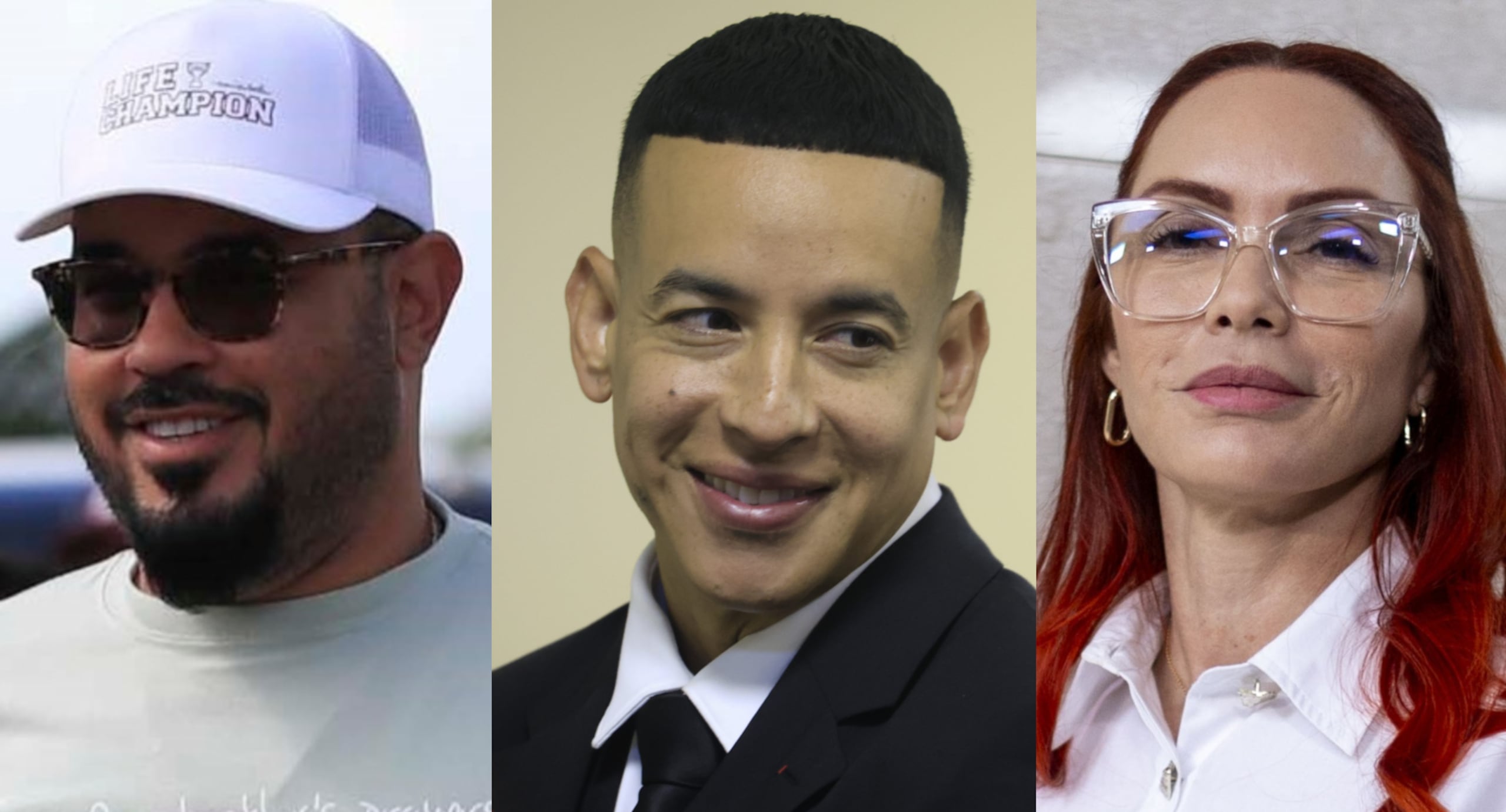De izquierda a derecha: Raphy Pina, Daddy Yankee y Mireddys González.
