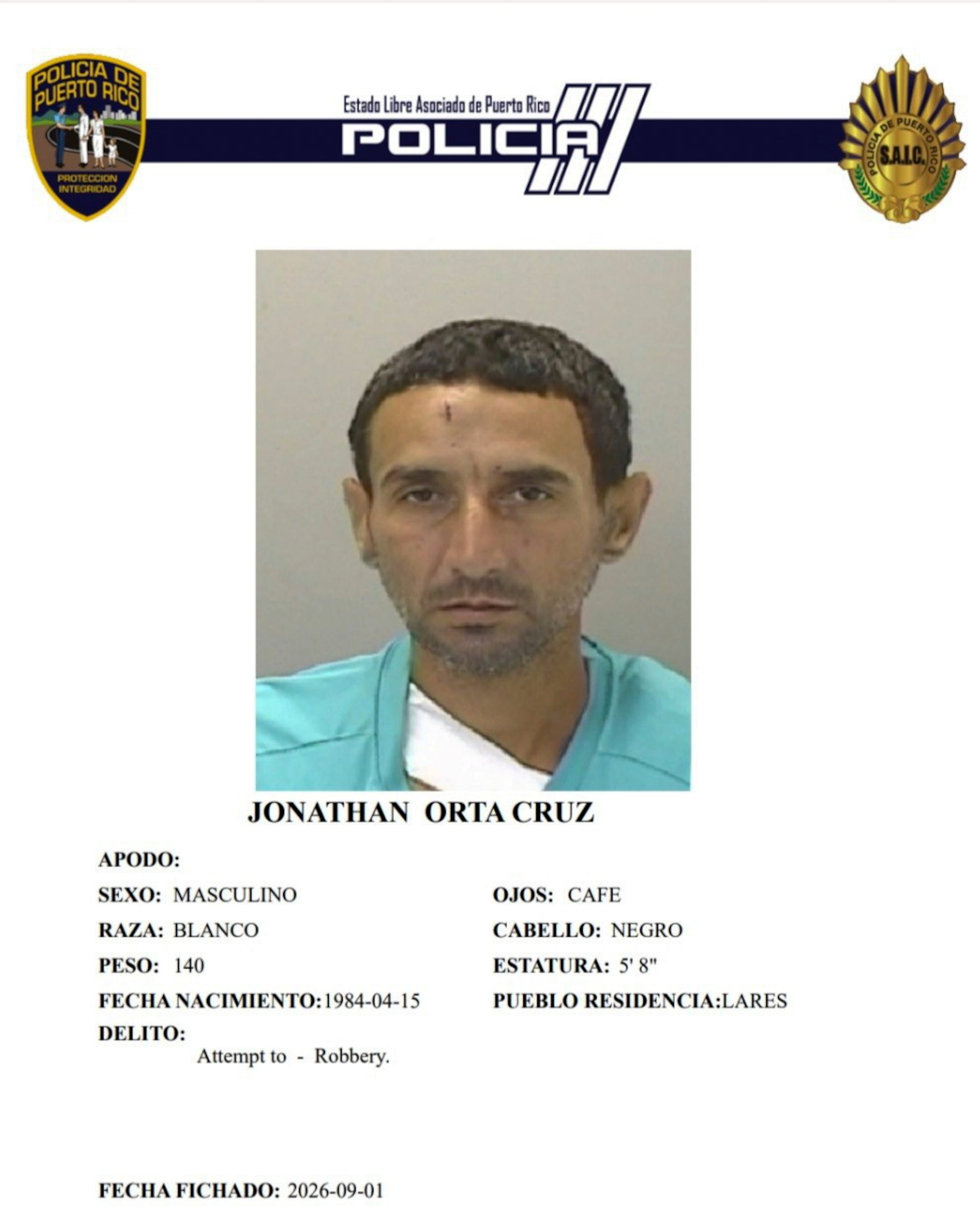 Se alega que Jonathan Orta Cruz, intentó desprender la caja registradora de la farmacia Caridad, en Condado.