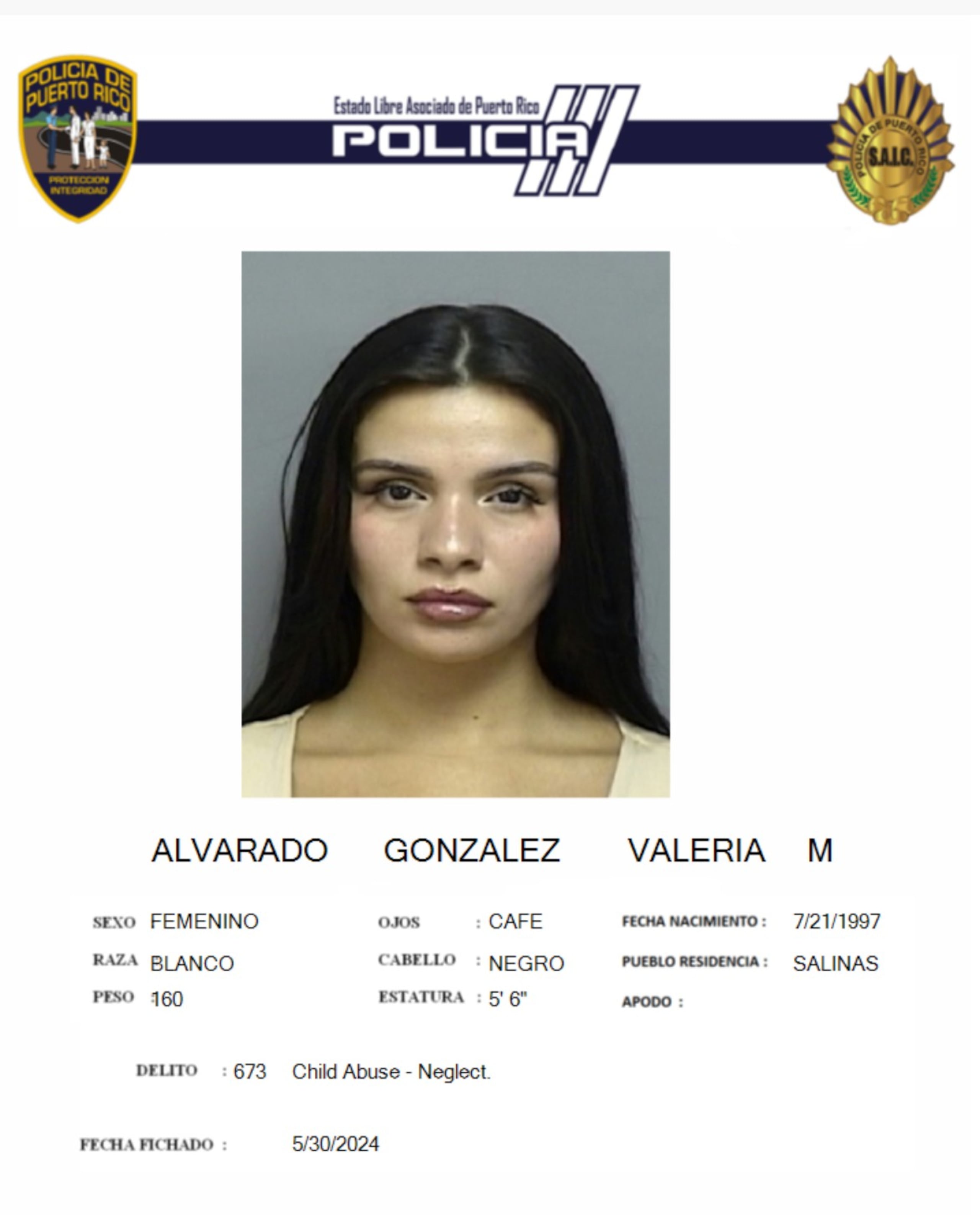 Valeria M. Alvarado González enfrenta cargos por maltrato de menores y agresión.