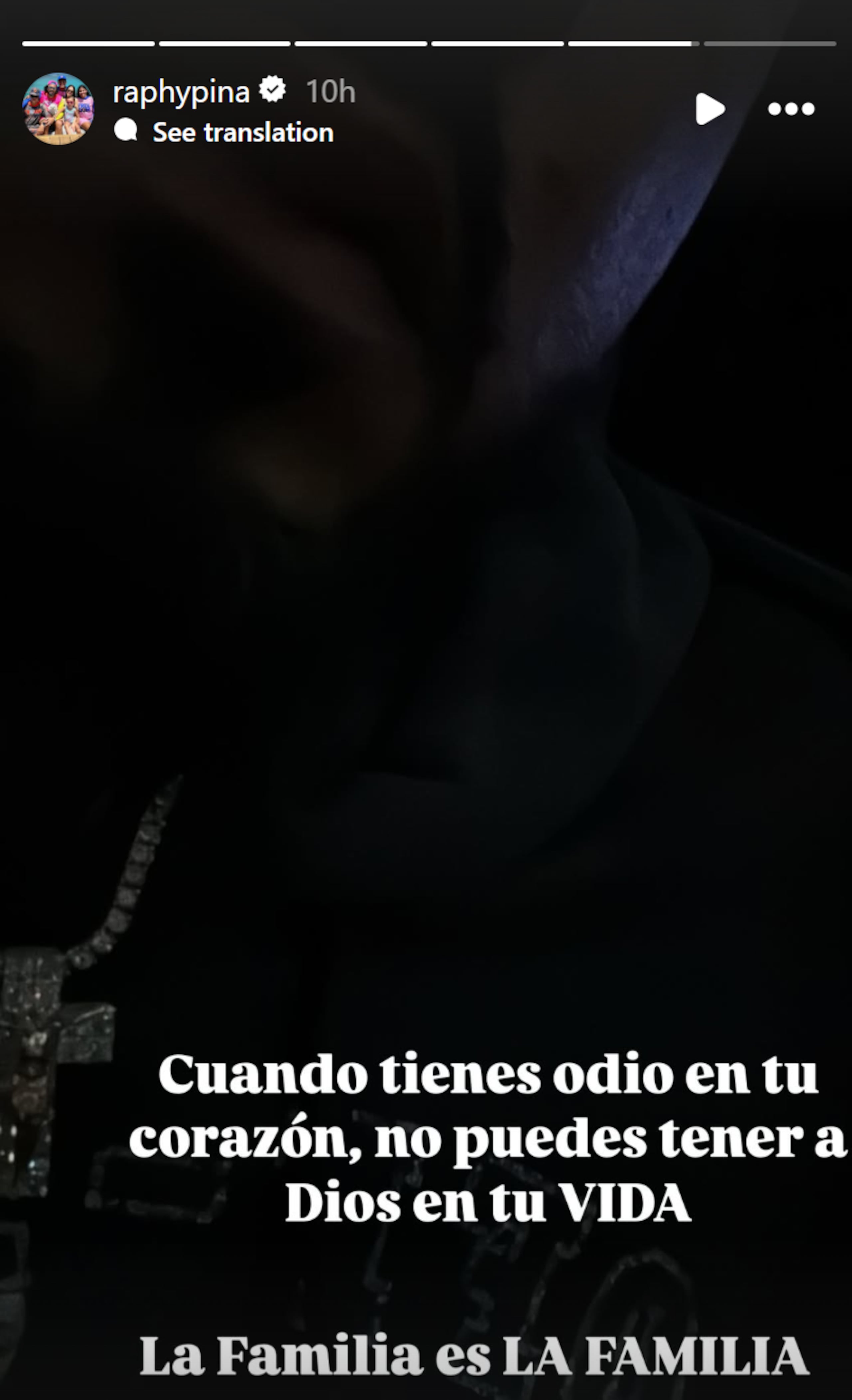 Mensaje en Instagram de Raphy Pina.