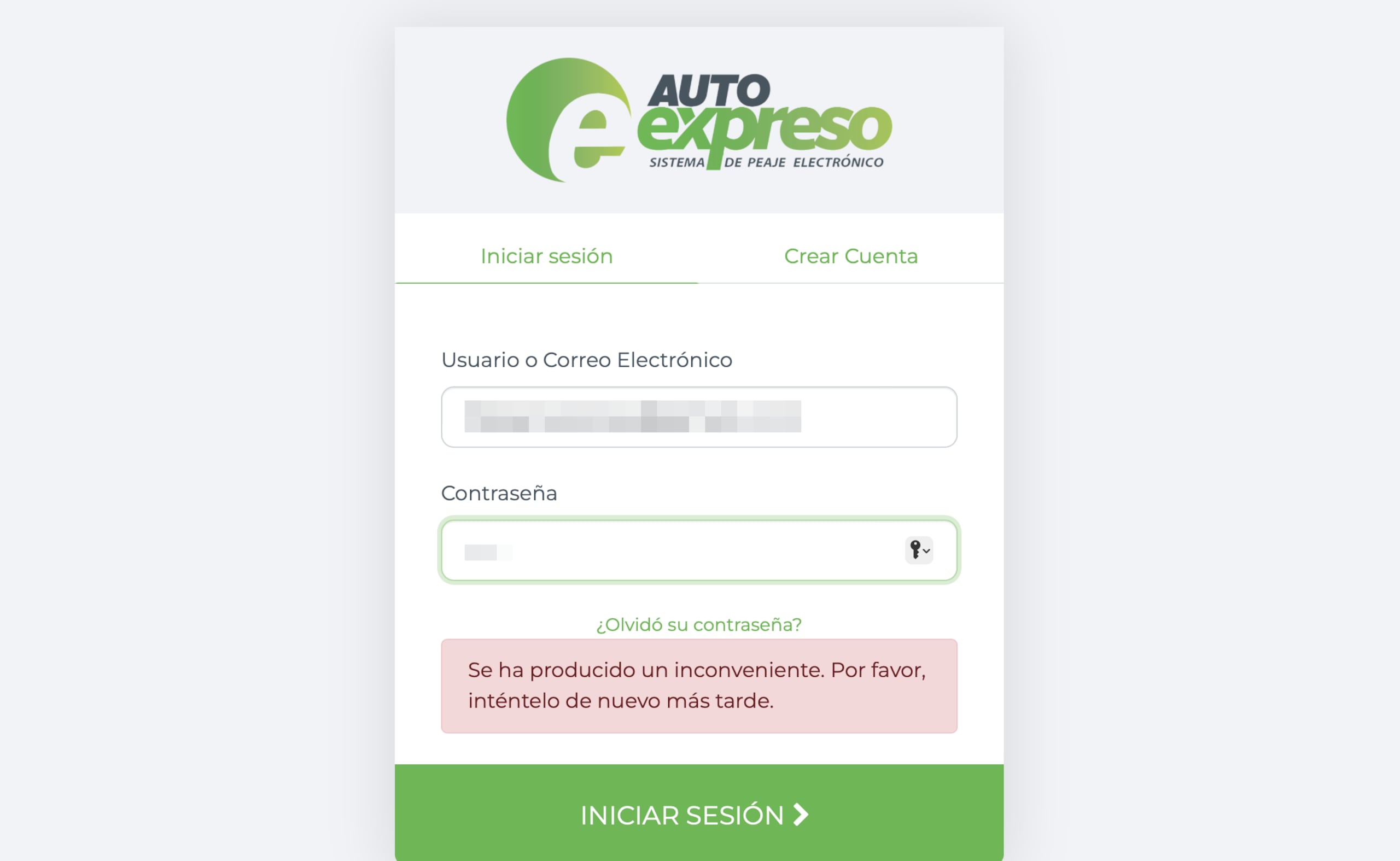 Mensaje que aparece en la página de Auto Expreso.