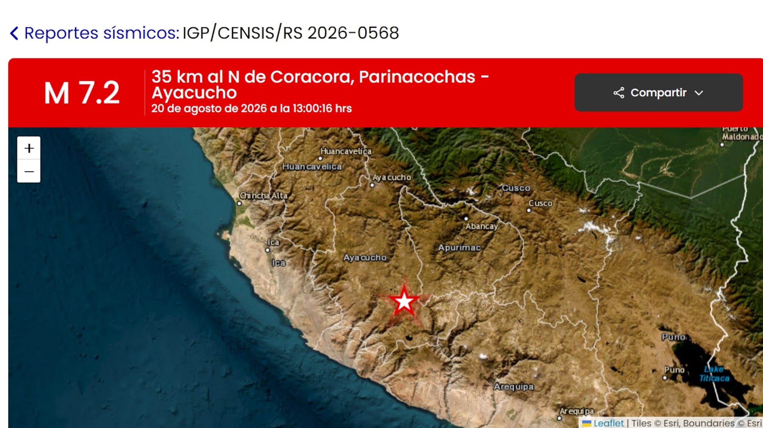 El terremoto en el sur de Perú dejó dos personas afectadas, así como daños en viviendas, instituciones sanitarias y educativas, aunque hasta el momento no se han reportado consecuencias de gravedad.
