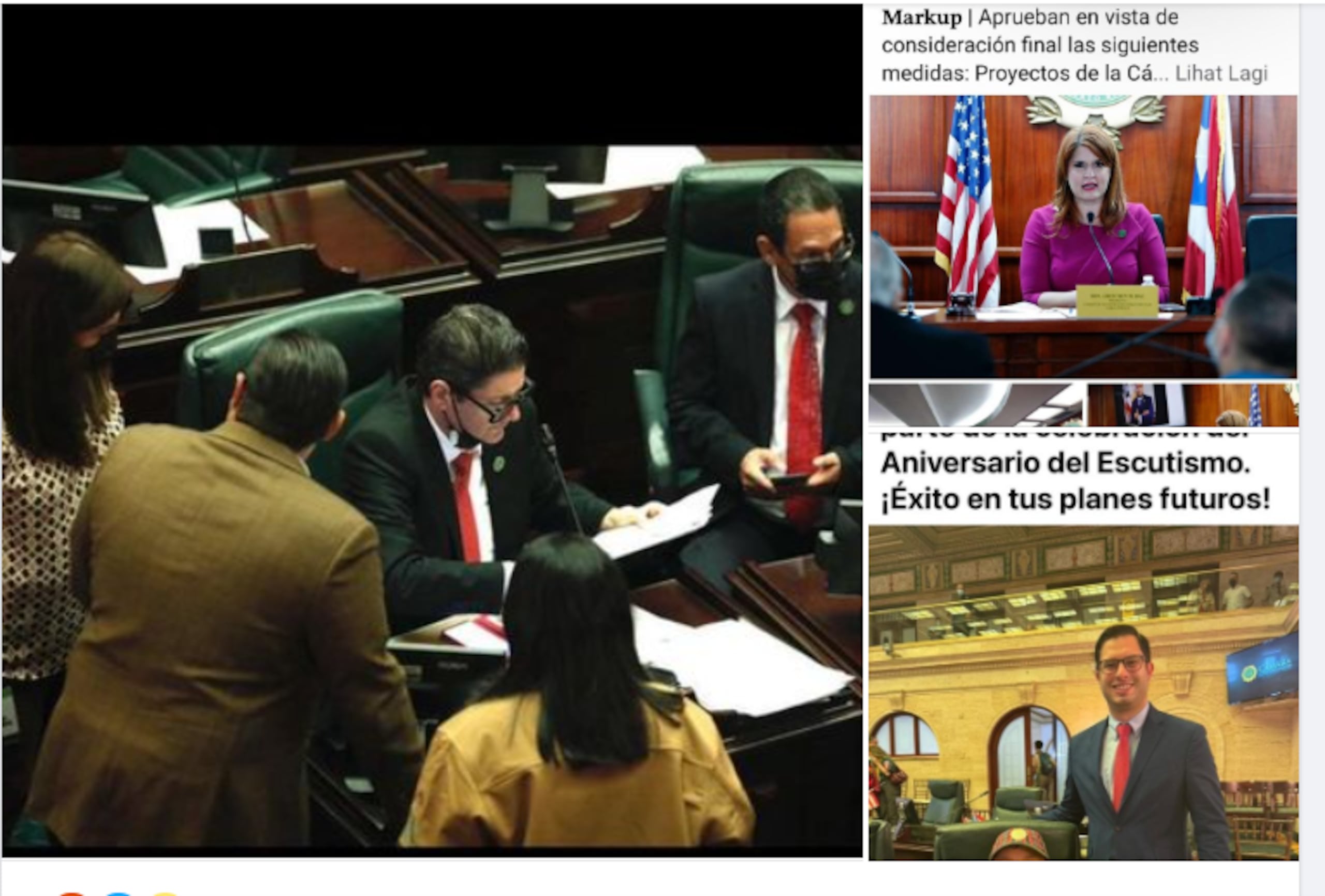 Representante Lisie Burgos publica fotos de otros legisladores sin mascarillas (Facebook)
