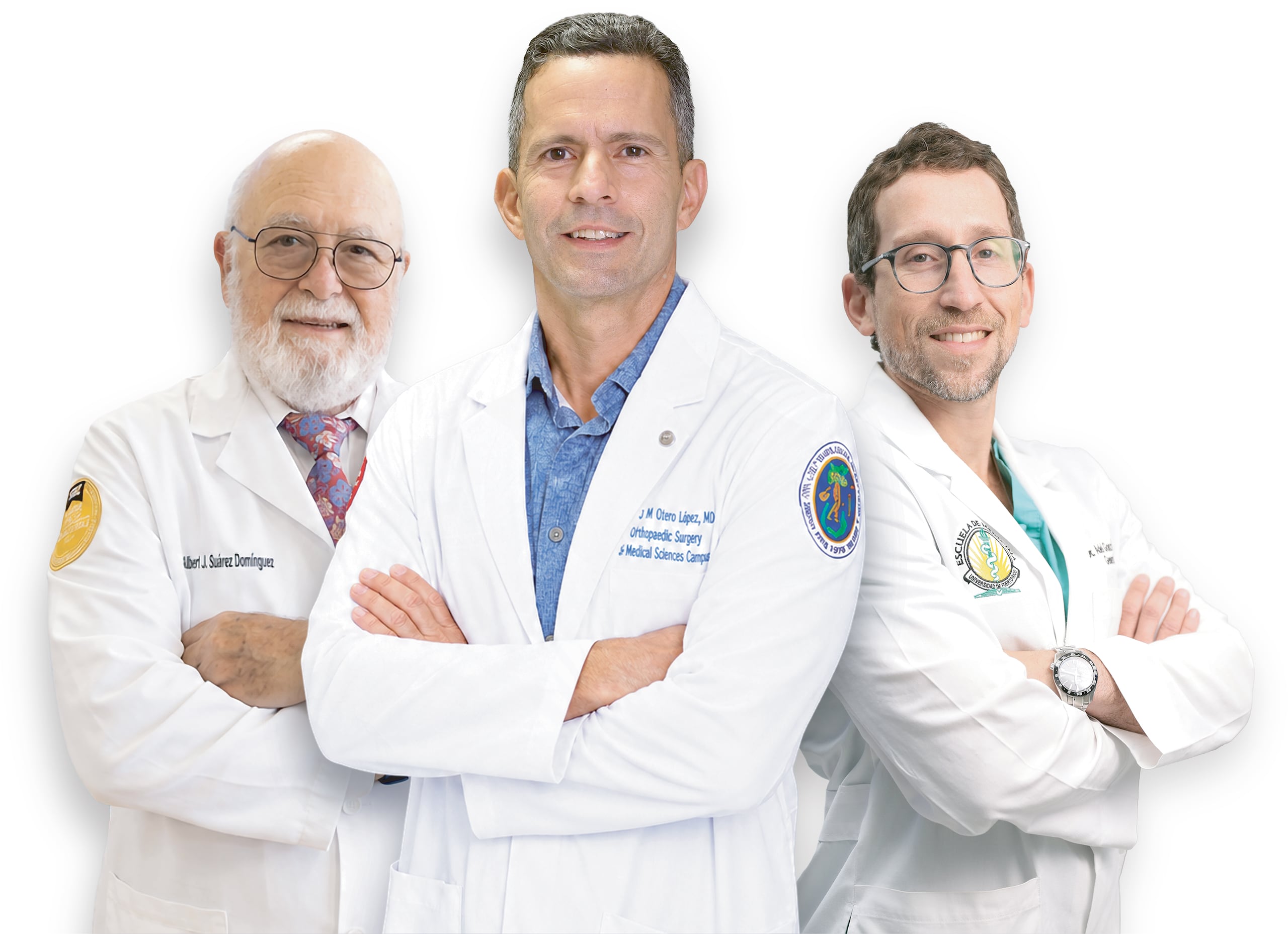 De izquierda a derecha, doctor Albert Suárez, director del programa de Cirugía Bariátrica; doctor Antonio Otero, director de Ortopedia; y doctor Adel González, director de Cirugía.