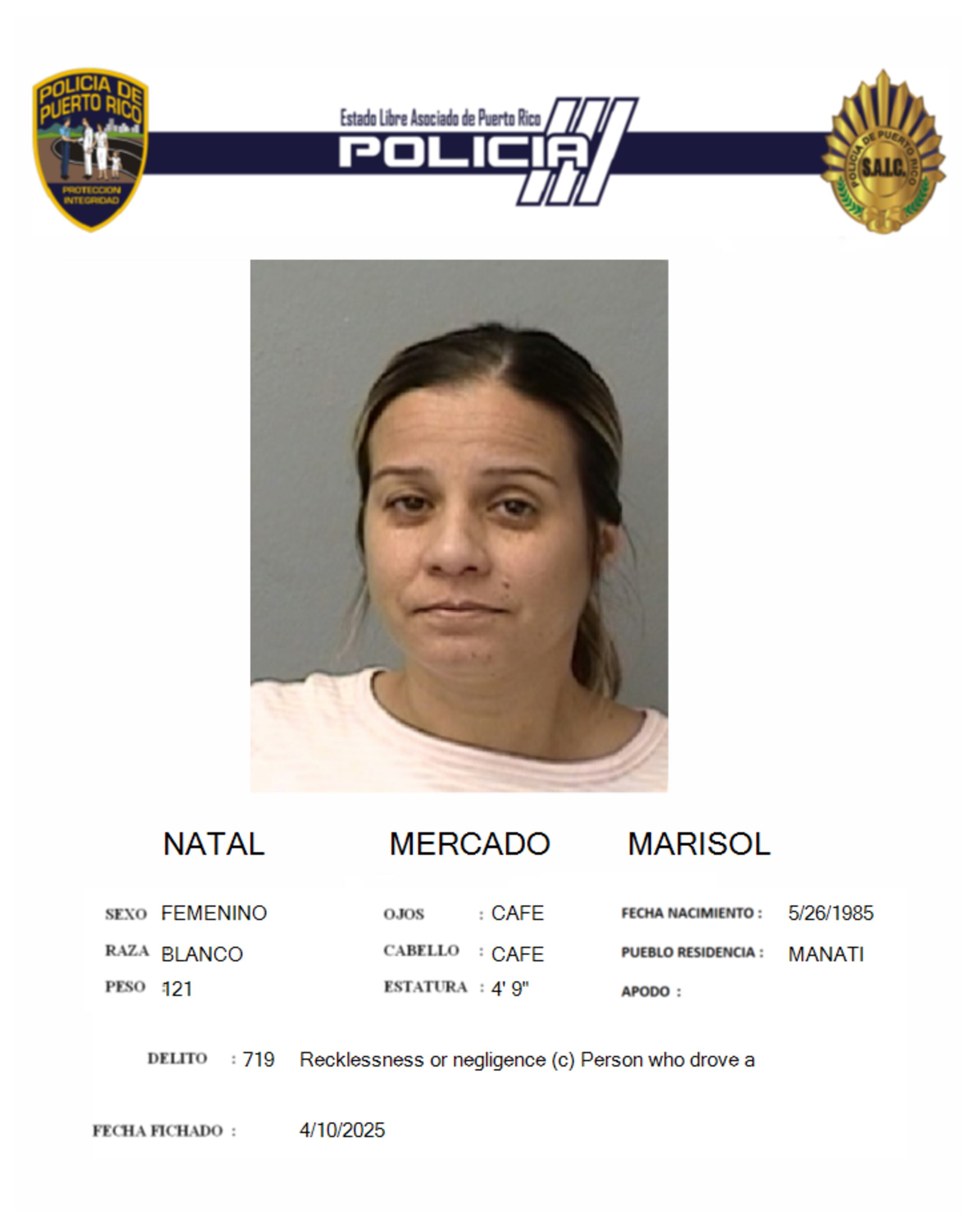 La vista preliminar contra Natal Mercado fue pautada para el 24 de abril.