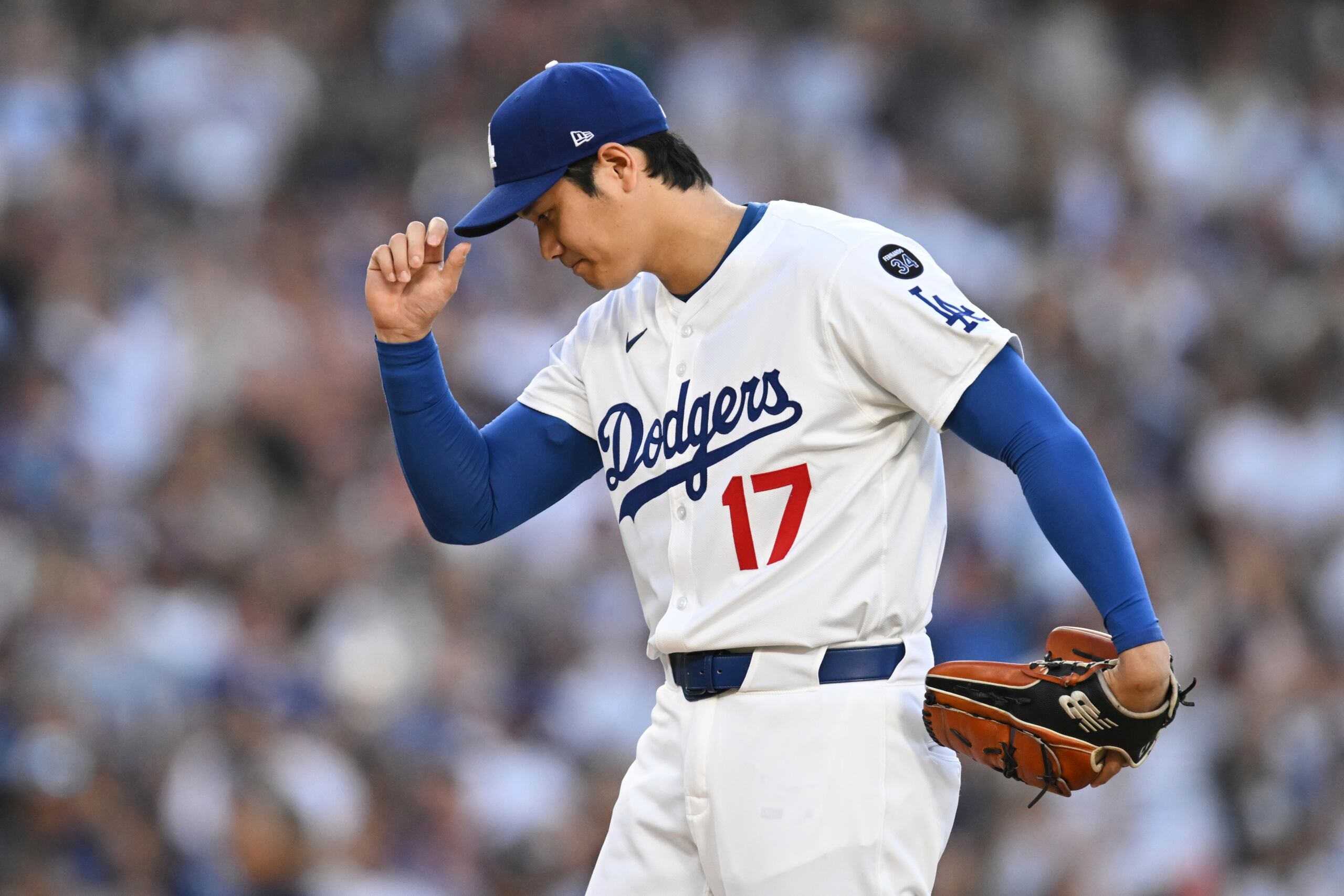 El lanzador abridor Shohei Ohtani de los Dodgers de Los Ángeles.