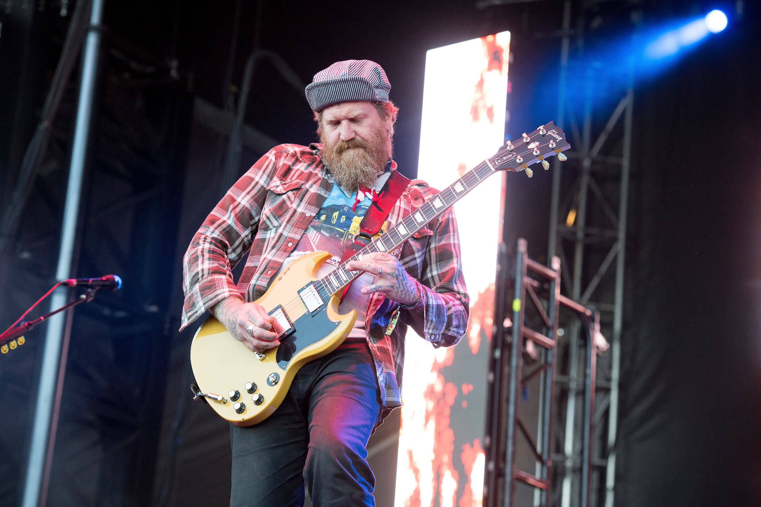 Brent Hinds de Mastodon se presenta en el Louder Than Life Music Festival en Champions Park el sábado 30 de septiembre de 2017, en Louisville.