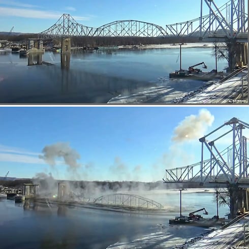 FOTOS: Derriban un puente de 94 años sobre el río Misisipi