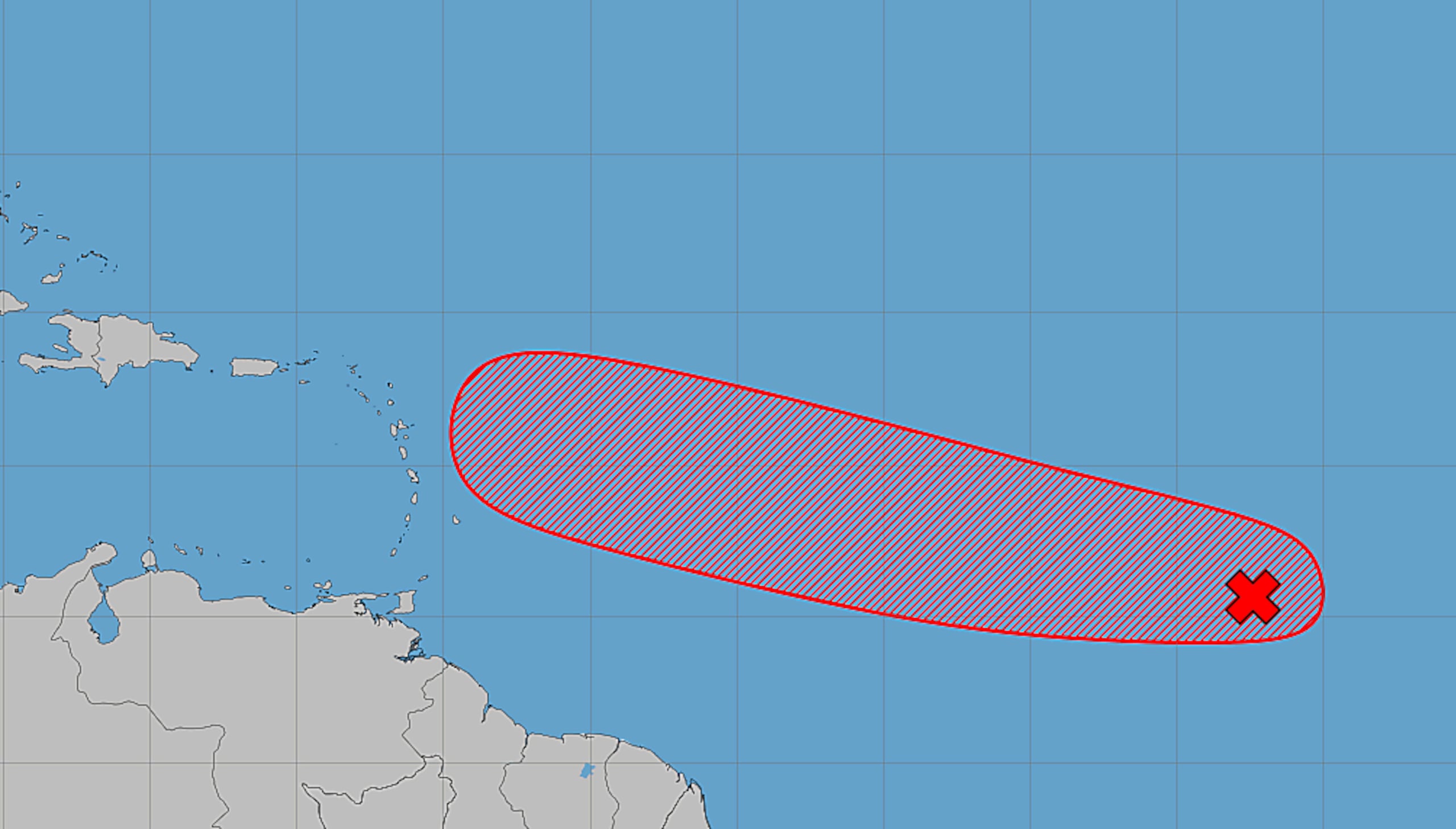 El sistema produce actualmente aguaceros y tronadas desorganizados y se encuentra a unas 550 millas al suroeste de las islas de Cabo Verde.