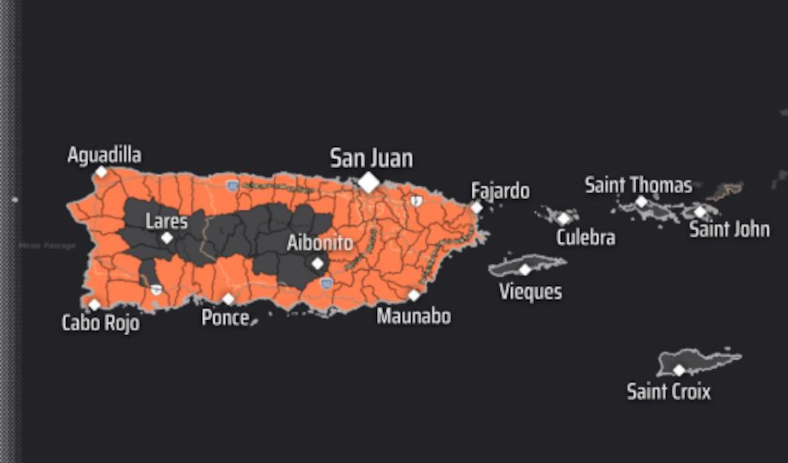 Los pueblos con color naranja son los que están bajo alerta.