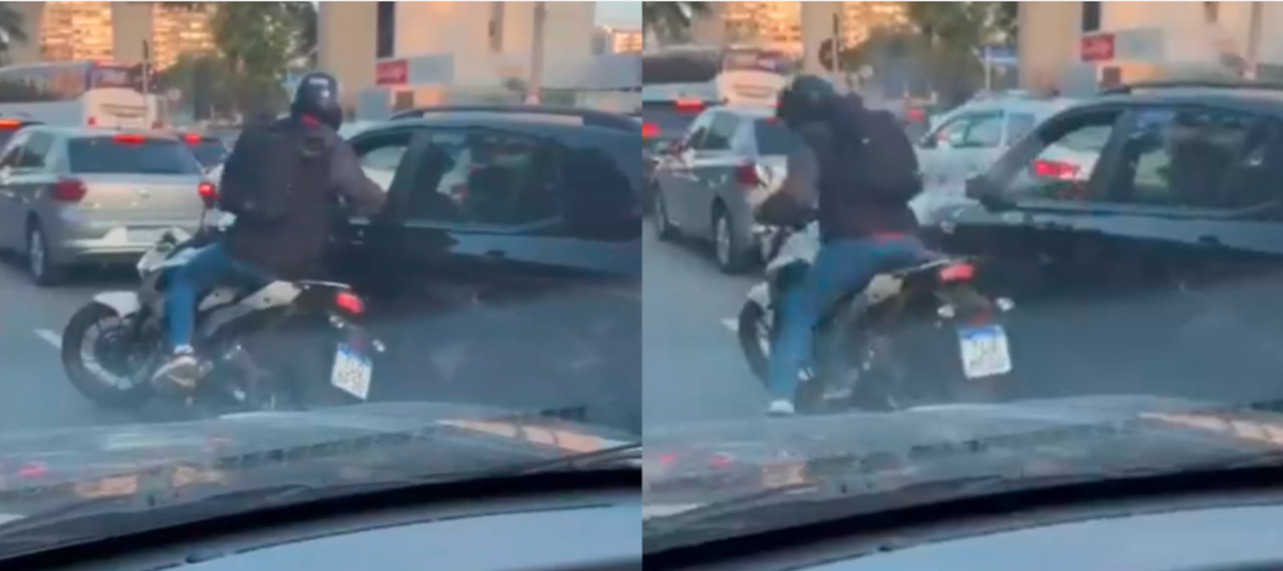 Los hombres se enfrentaron a través de la ventana del carro.