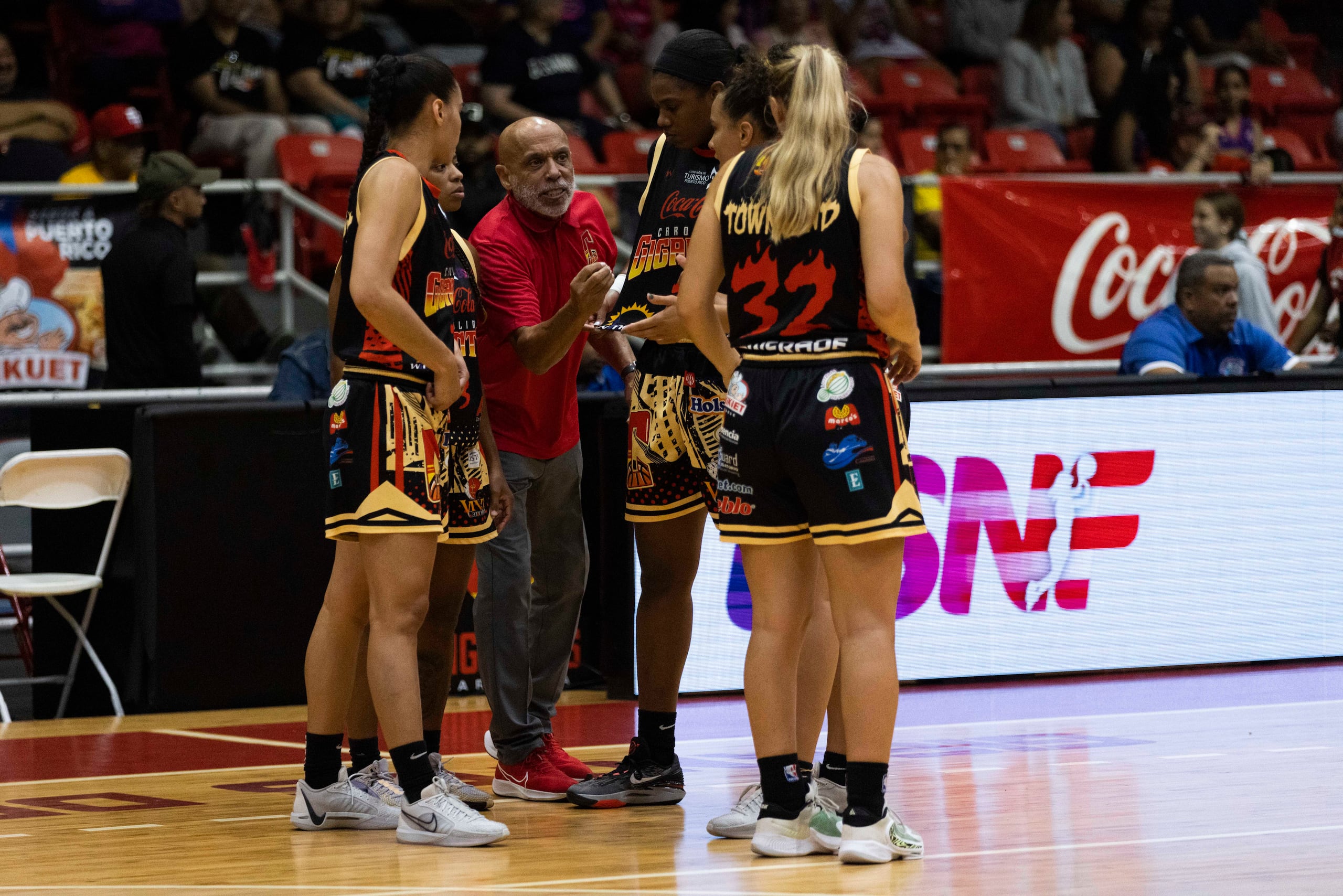 Carlos Calcaño dirigiendo a las Gigantes de Carolina.