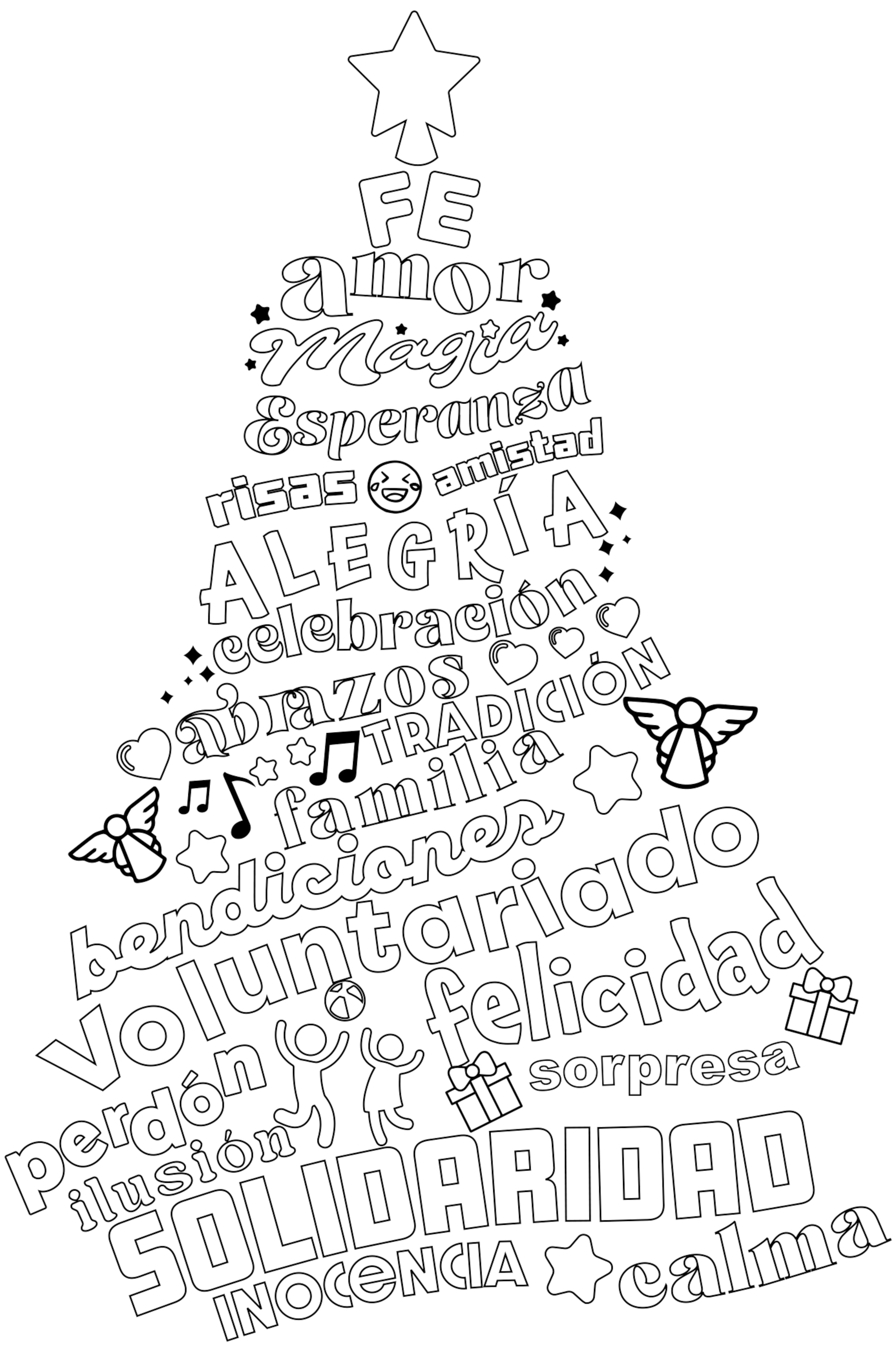 Colorea las palabras del árbol.