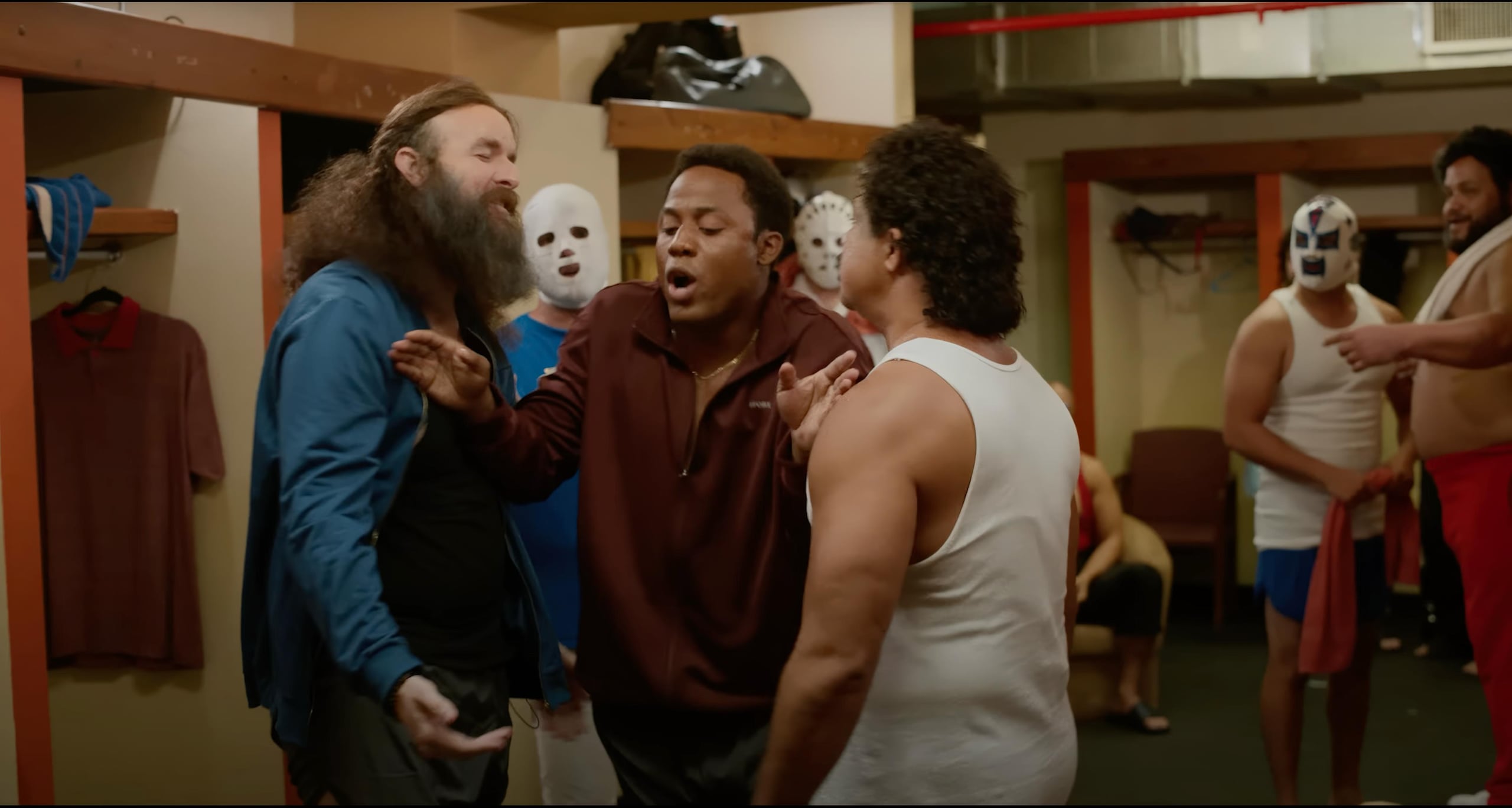 Discusión entre Bruiser Brody e Invader #1 en la película "Las Súper Estrellas de la Lucha Libre".