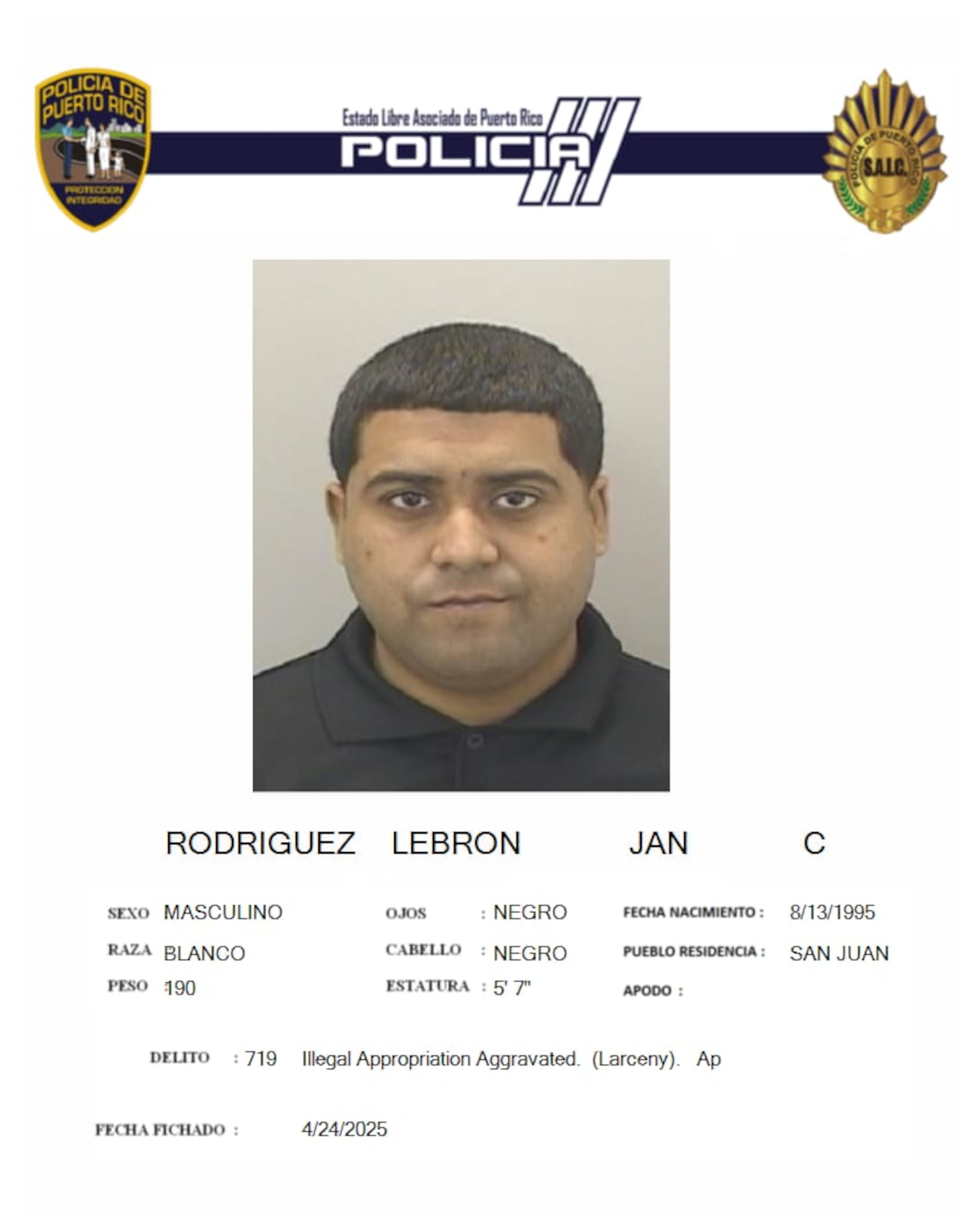 Jan C. Rodríguez Lebrón, enfrenta cargos por fraude, entre otros delitos.