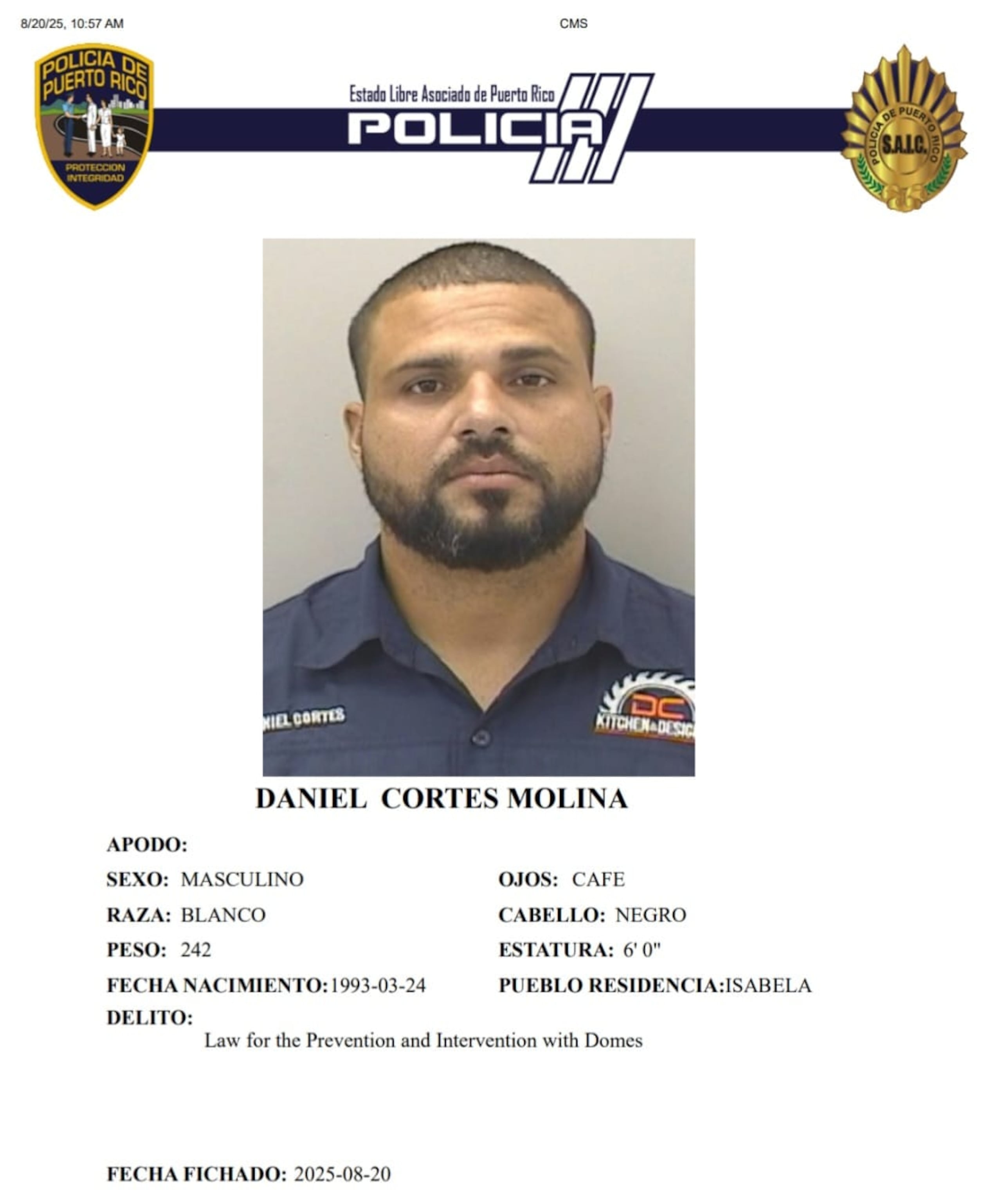 Daniel Cortés Molina, enfrenta un cargo por violencia doméstica.