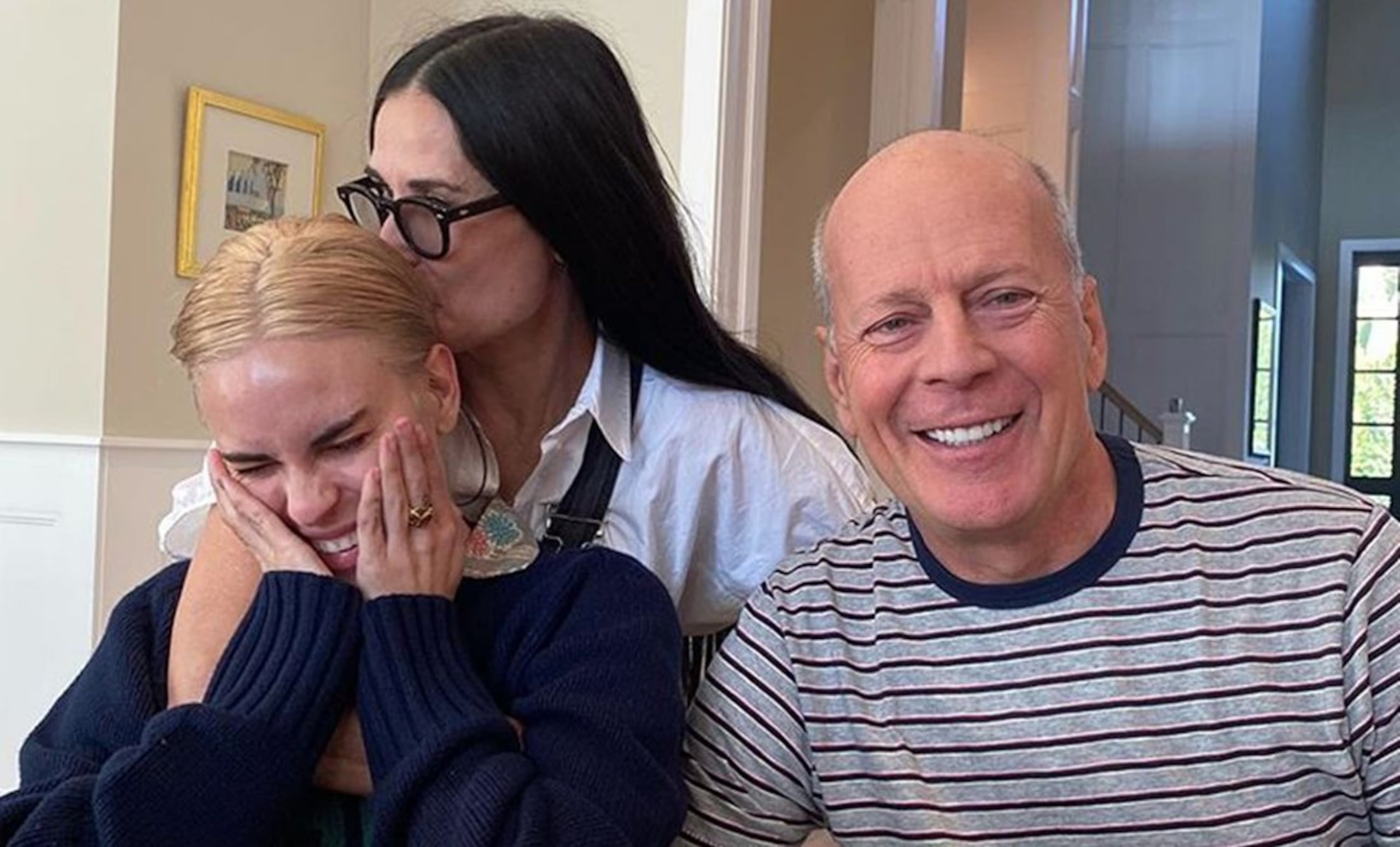 Tallulah Willis junto a sus padres, Demi Moore y Bruce Willis.