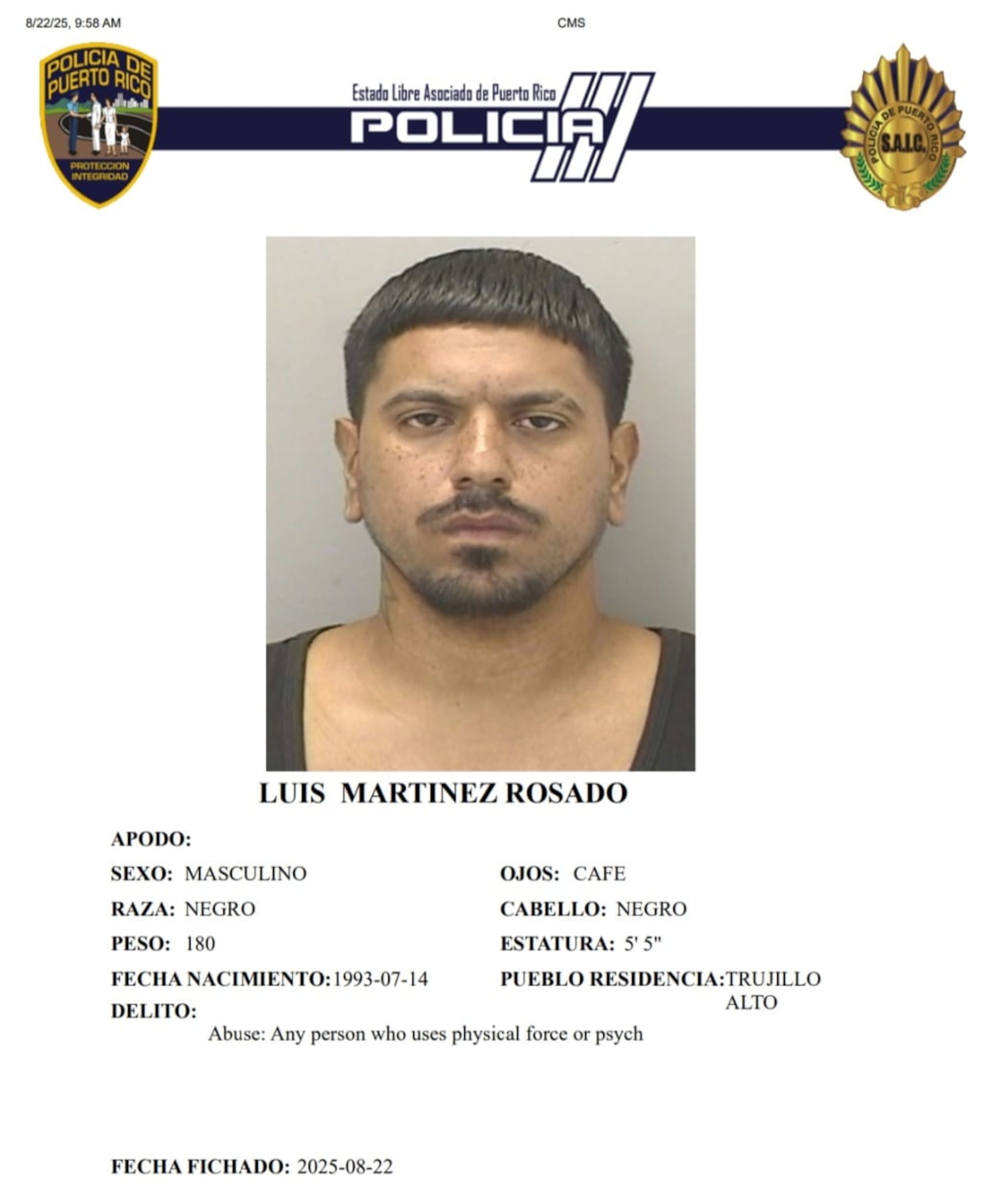 Luis Martínez Rosado, enfrenta un cargo por maltrato a su expareja.