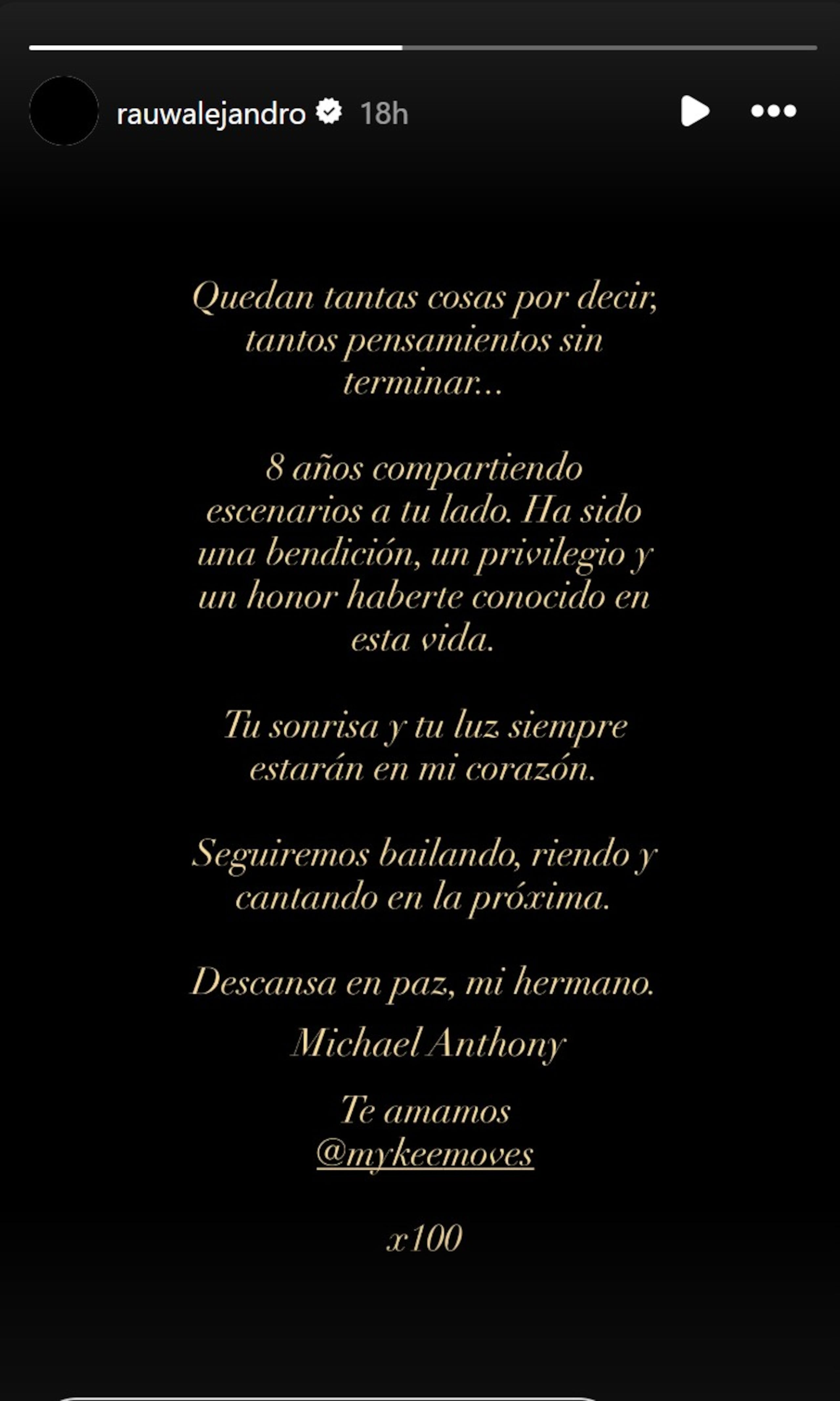 Mensaje de Rauw Alejandro.