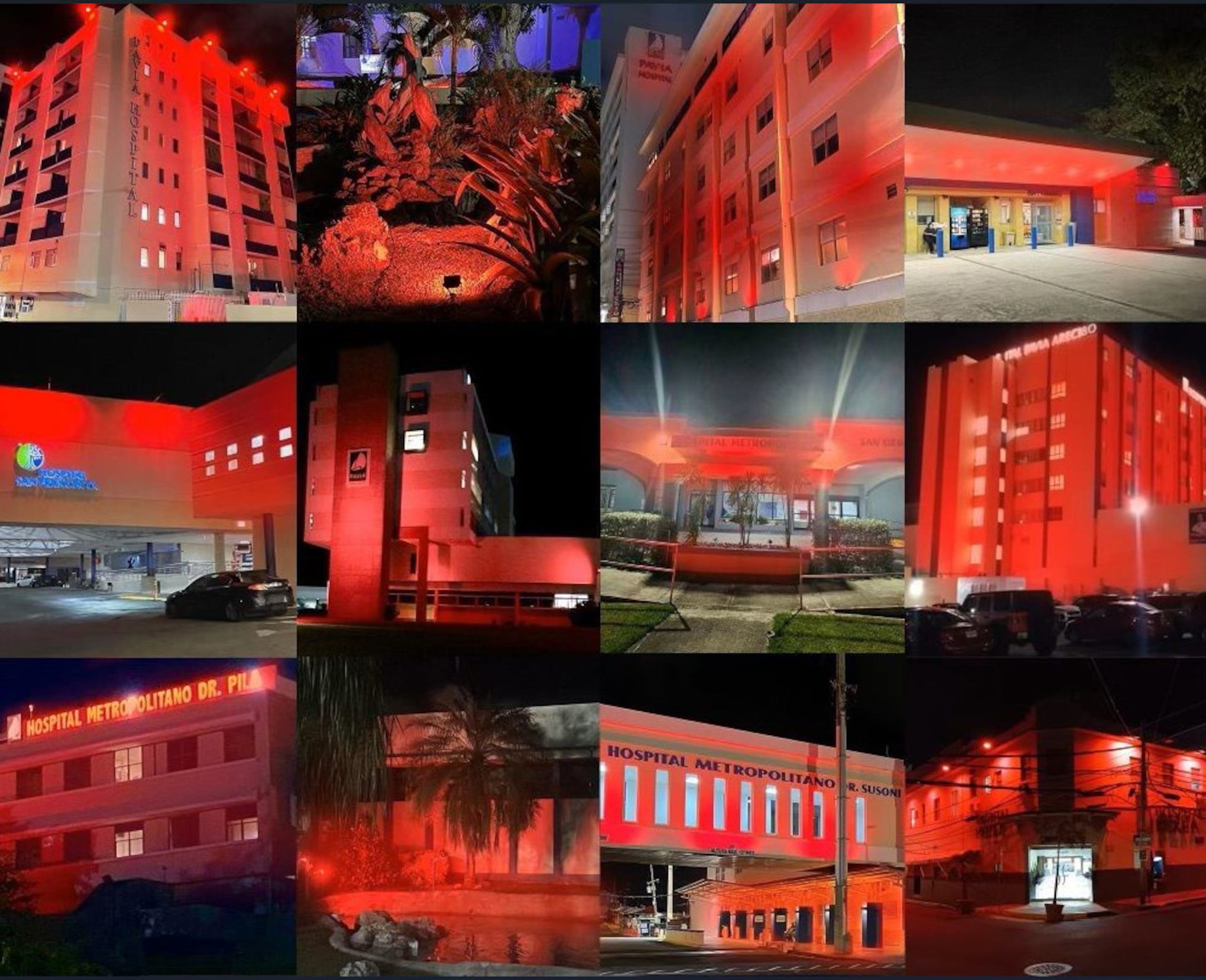 Durante el mes de febrero, Metro Pavia Health System iluminó de rojo sus trece instituciones hospitalarias para concienciar sobre las enfermedades cardiovasculares