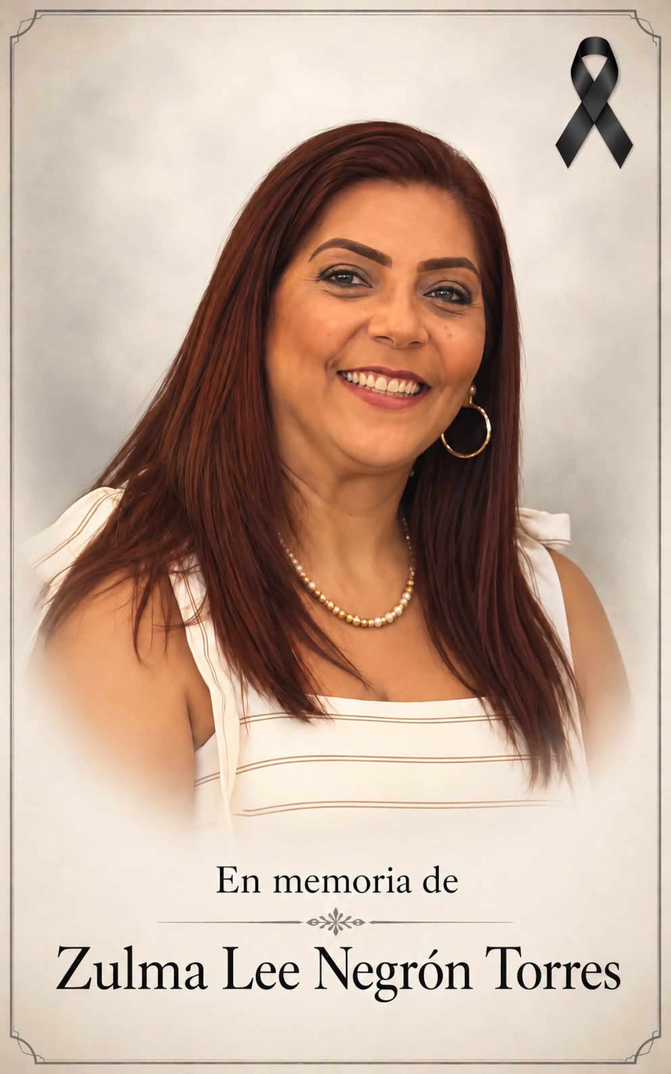 Foto del Facebook del alcalde de Villalba, en memoria de Zulma Lee Negrón Torres murió en el Hospital de Trauma del Centro Médico a consecuencia de la herida de bala que recibió.
