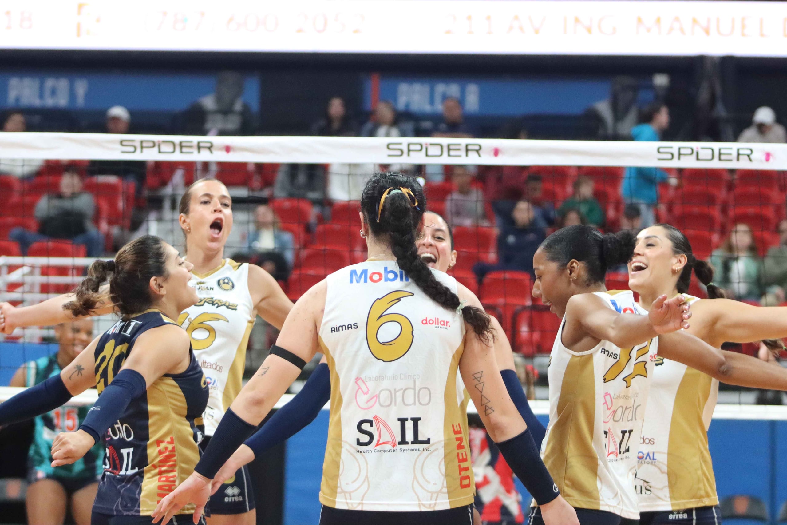 Las Cangrejeras celebran en un partido de la LVSF.