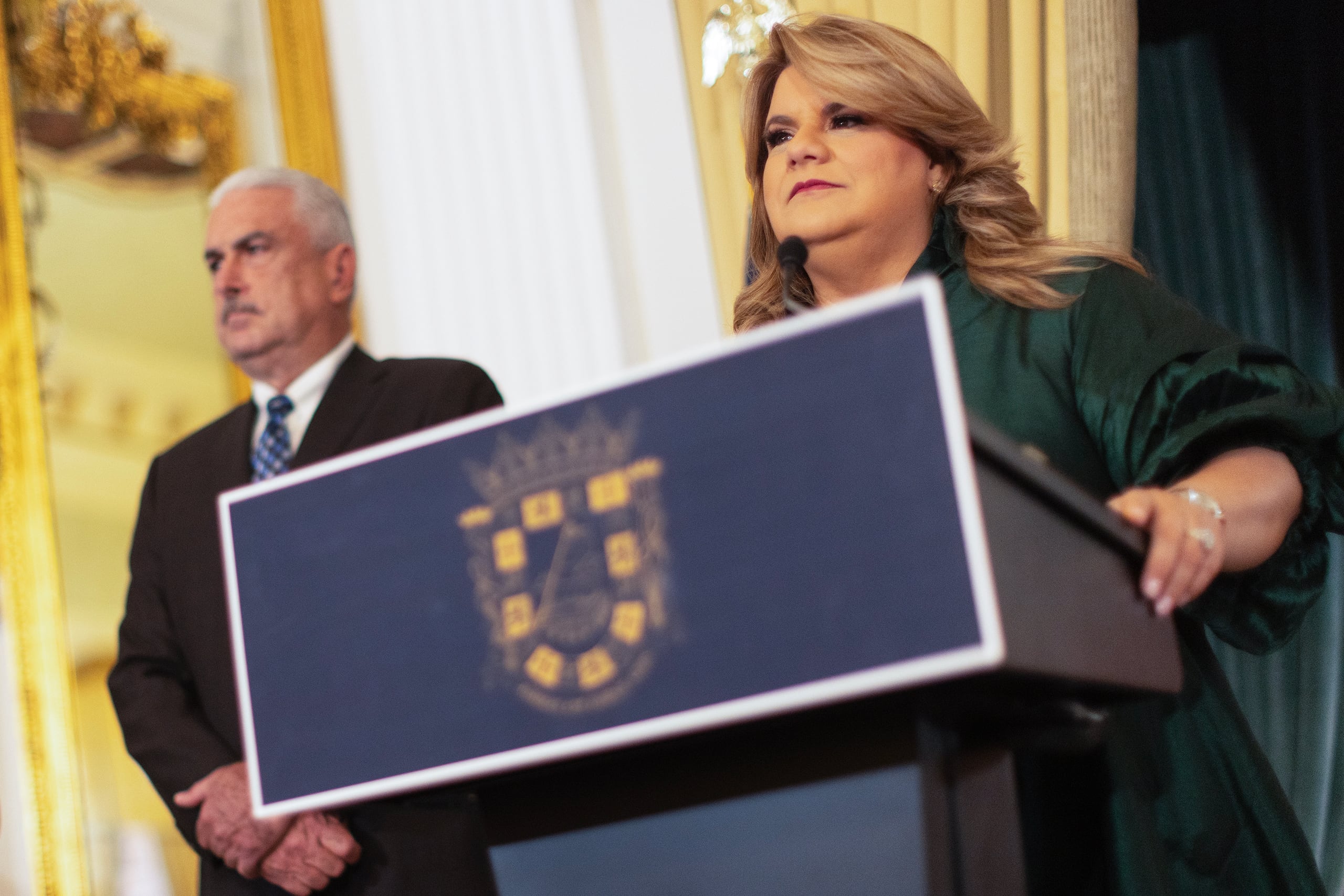 El presidente del Senado, Thomas Rivera Schatz y la gobernadora Jenniffer González.
