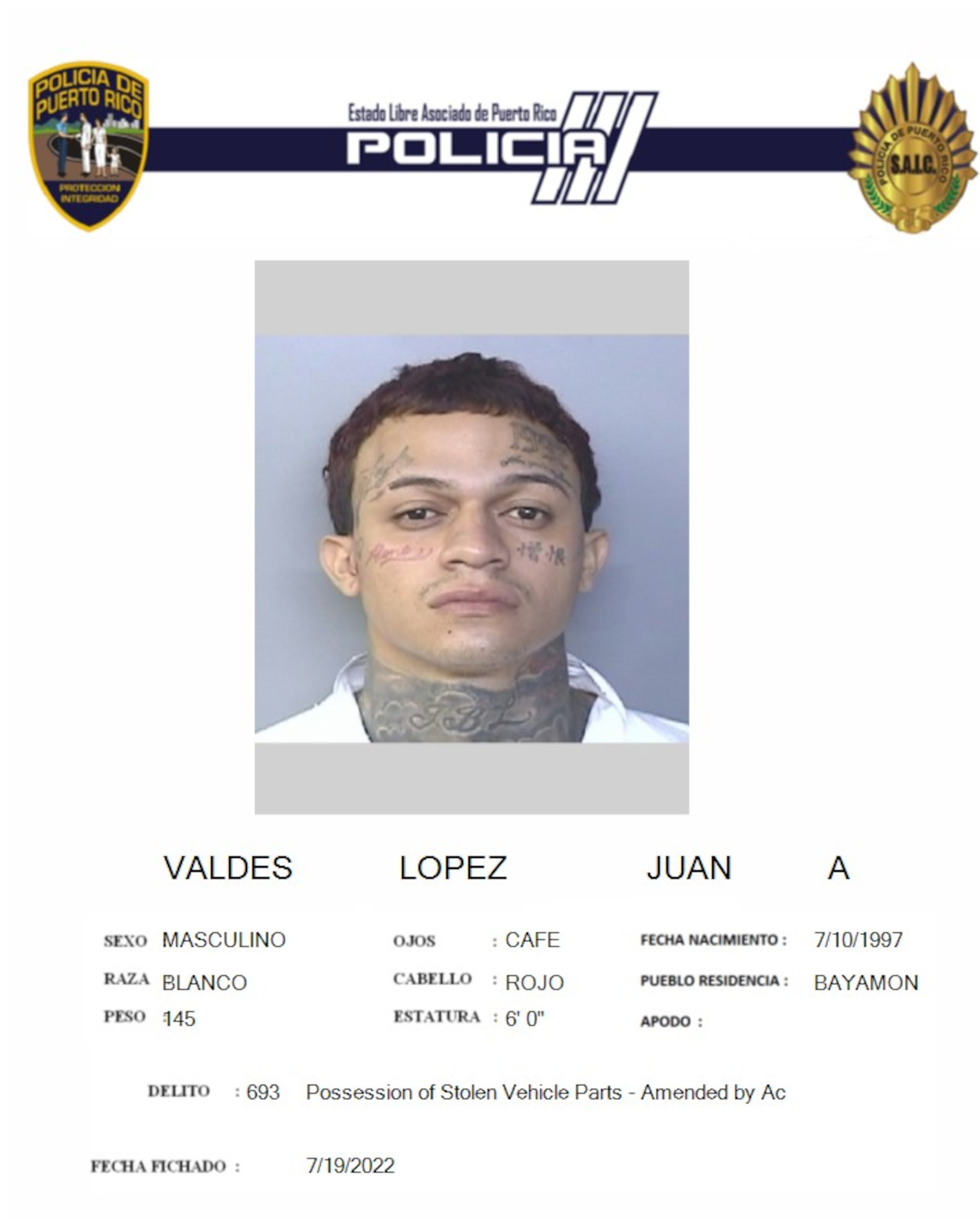 Juan A. Valdes López, fue herido de bala durante un intercambio de disparos con policías en el barrio Matón Arriba, en Cayey.
