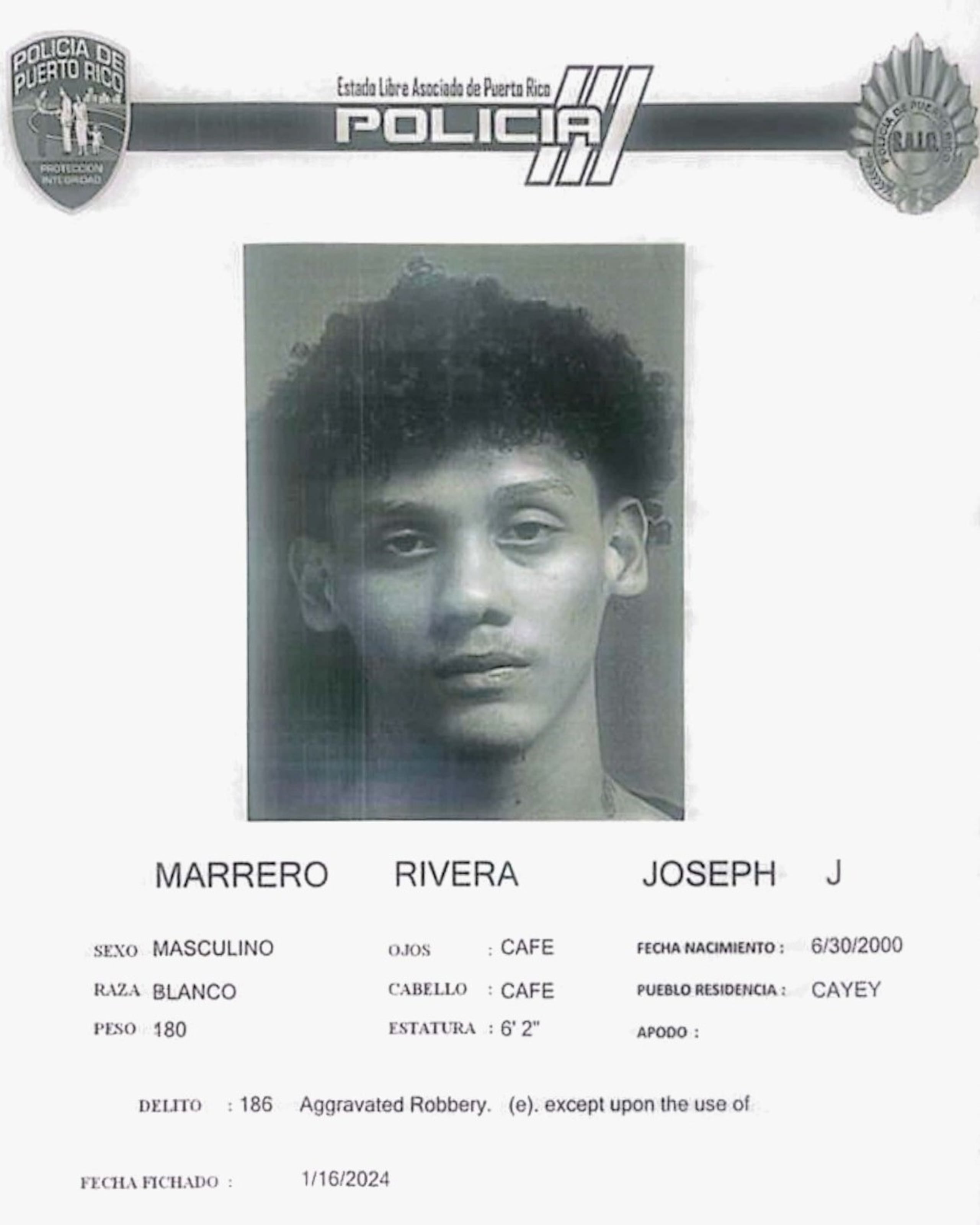 Joseph J. Marrero Rivera fue encarcelado al no prestar la fianza.