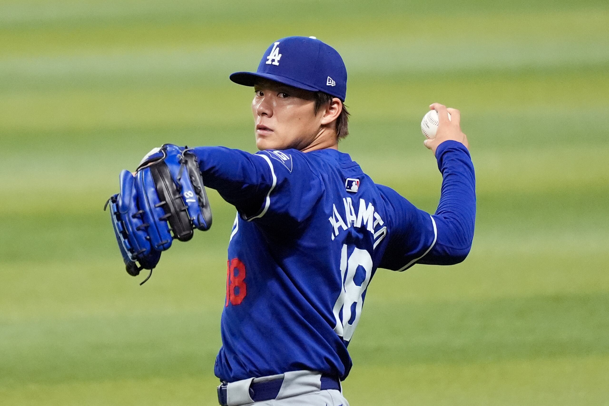 Yoshinobu Yamamoto, lanzador de los Dodgers de Los Ángeles.