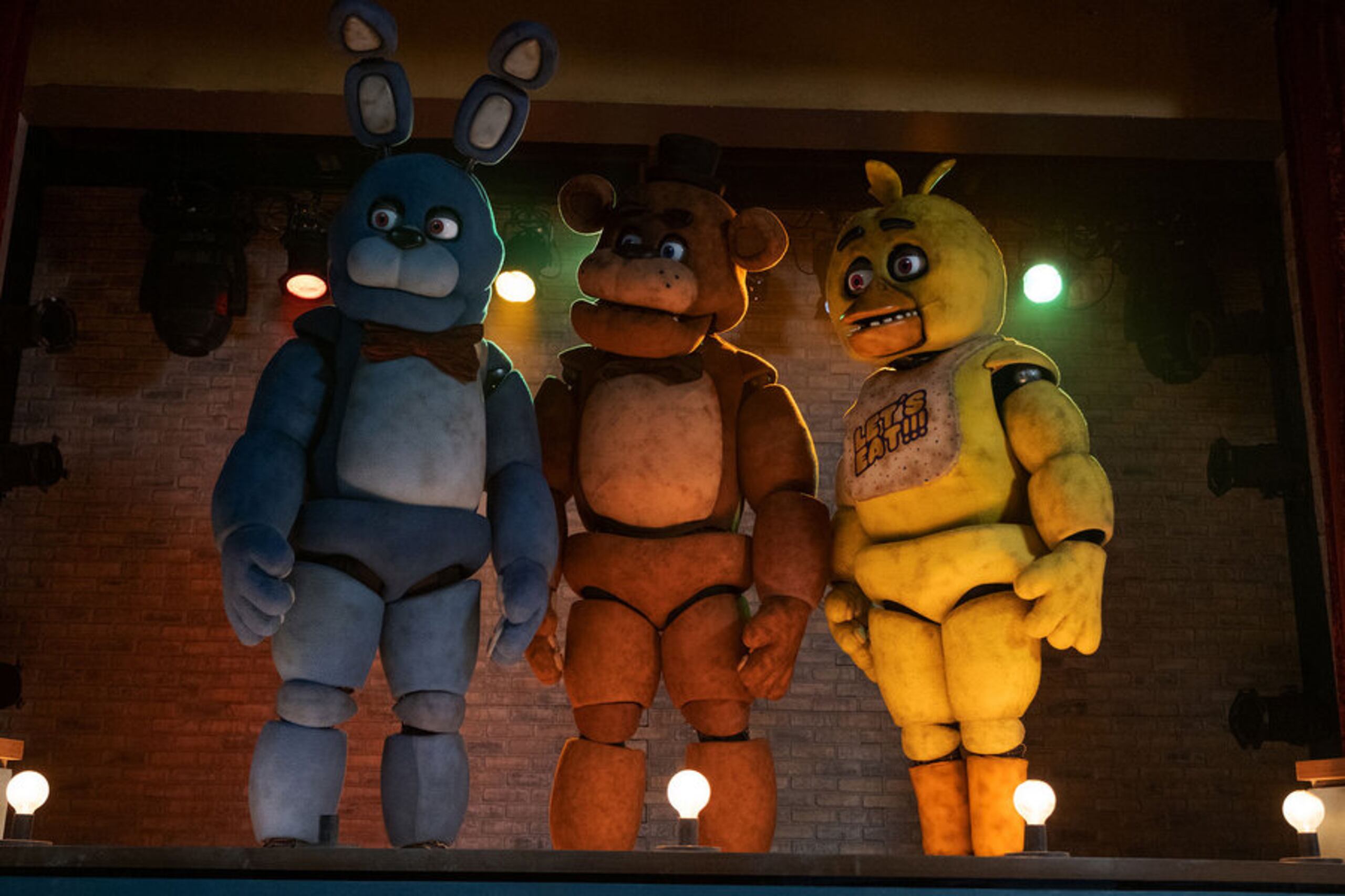 Bonnie, Freddy Fazbear y Chica en "Five Nights at Freddy's".