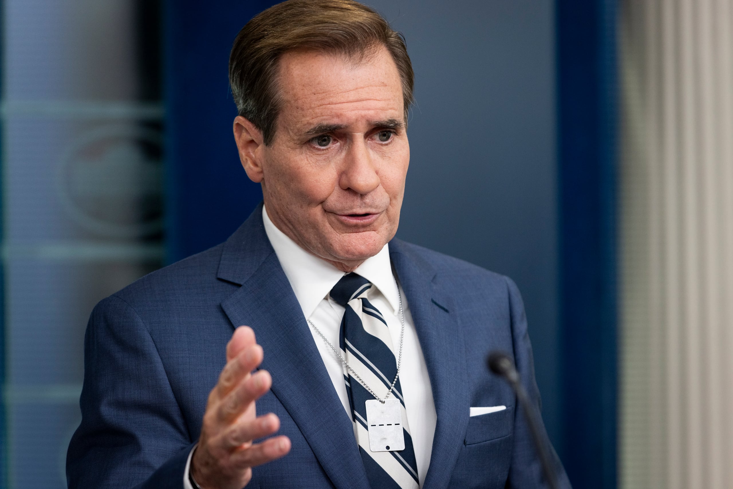 El portavoz del Consejo de Seguridad Nacional de la Casa Blanca, John Kirby. (EFE/EPA/SAMUEL CORUM /POOL/ARCHIVO)