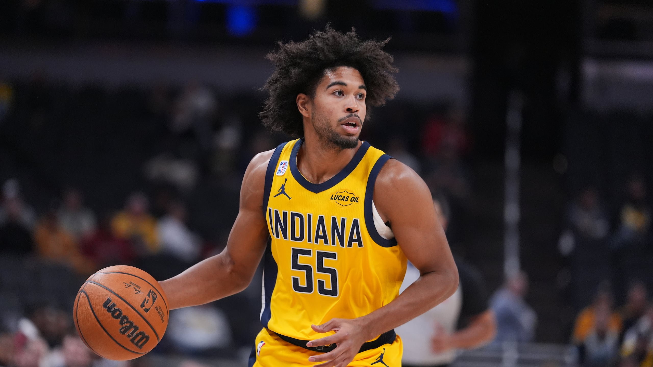Ethan Thompson en un juego con los Pacers de Indiana.