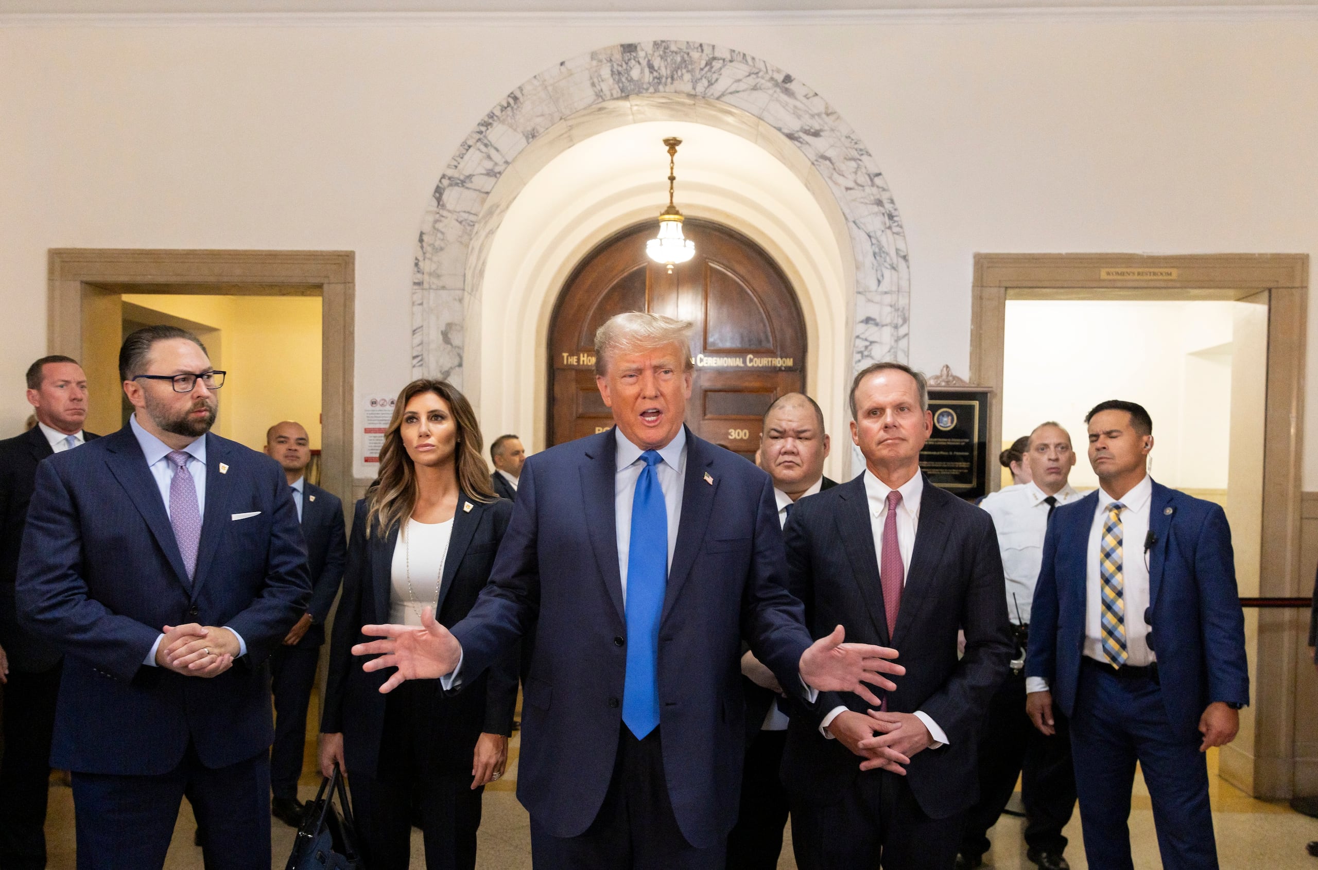 El expresidente estadounidense Donald Trump llega al tribunal de Nueva York (EE.UU.). EFE/EPA/JUSTIN LANE / POOL POOL